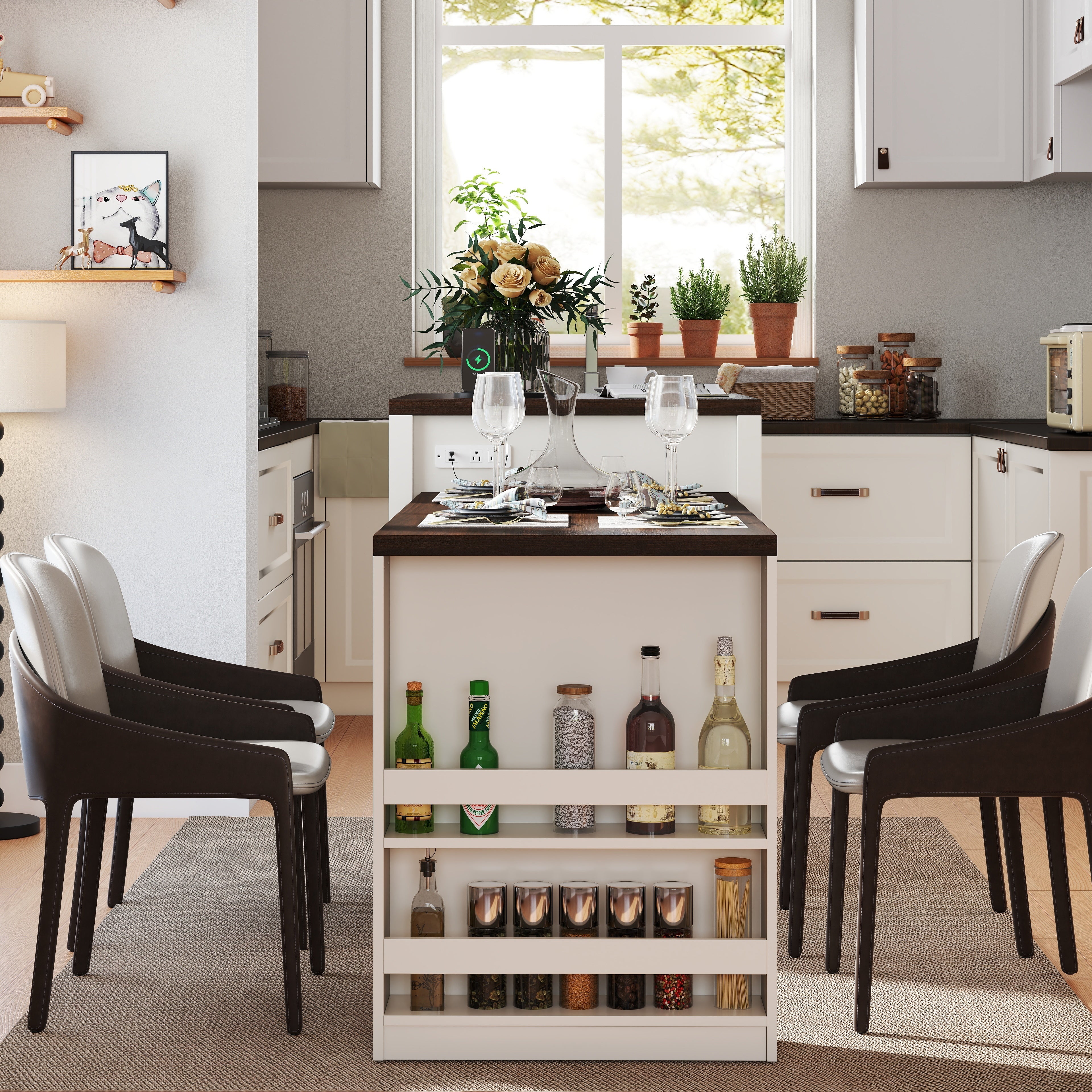 Marlin 83" Kitchen Island with Extendable Dining Table
