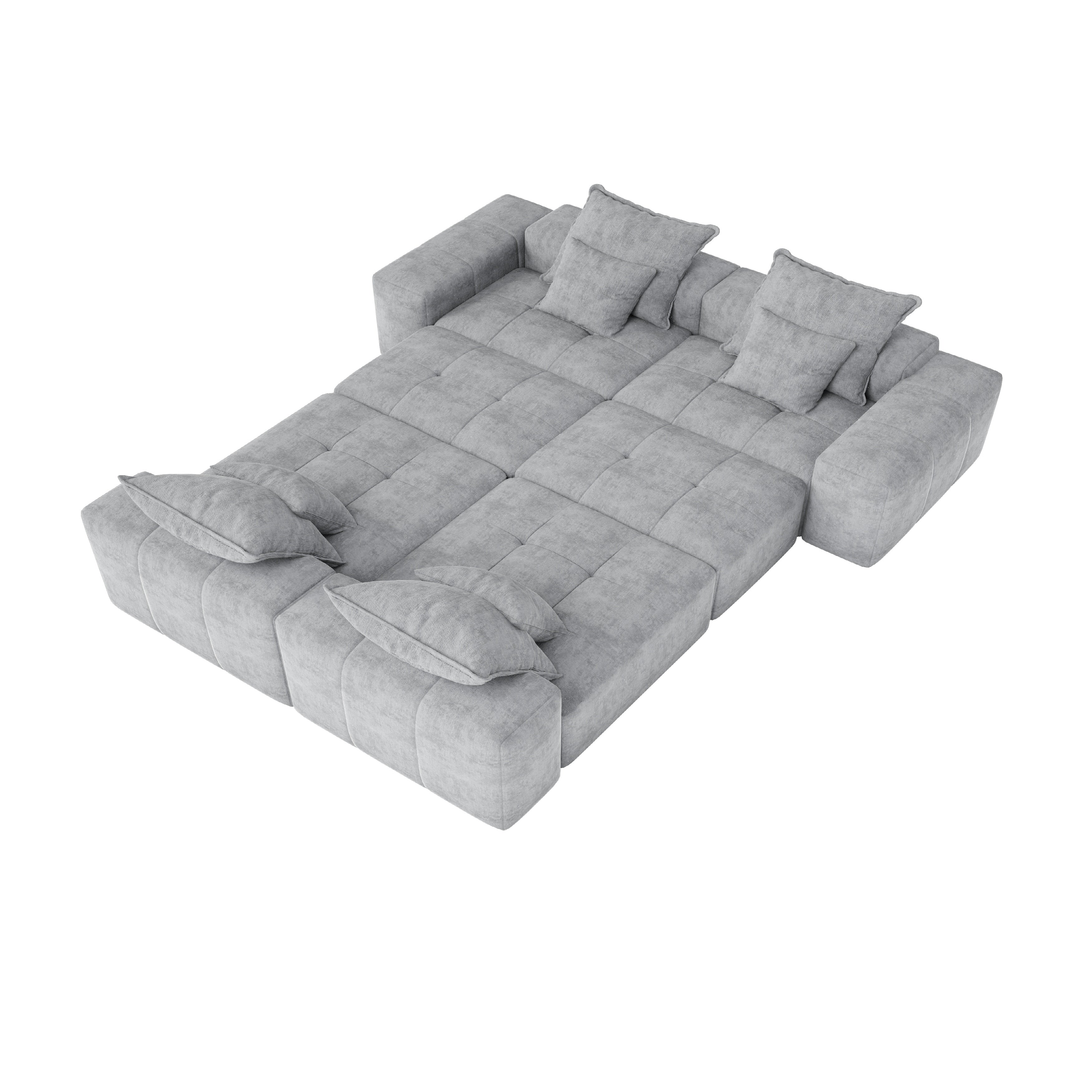 Denver 198" Oversized Chenille Tufted Modular Sectional Sofa with 8 Pillows