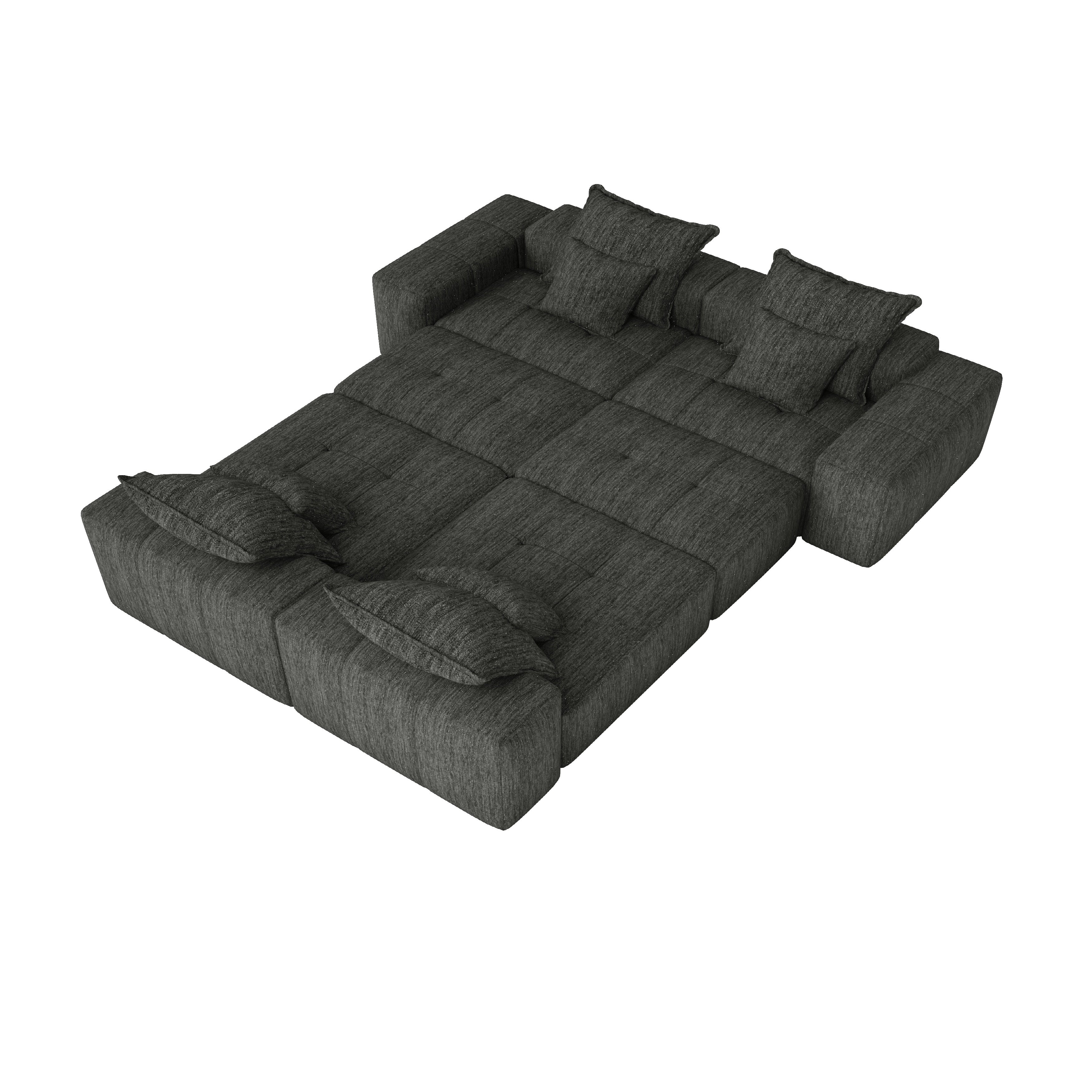 Denver 198" Oversized Chenille Tufted Modular Sectional Sofa with 8 Pillows