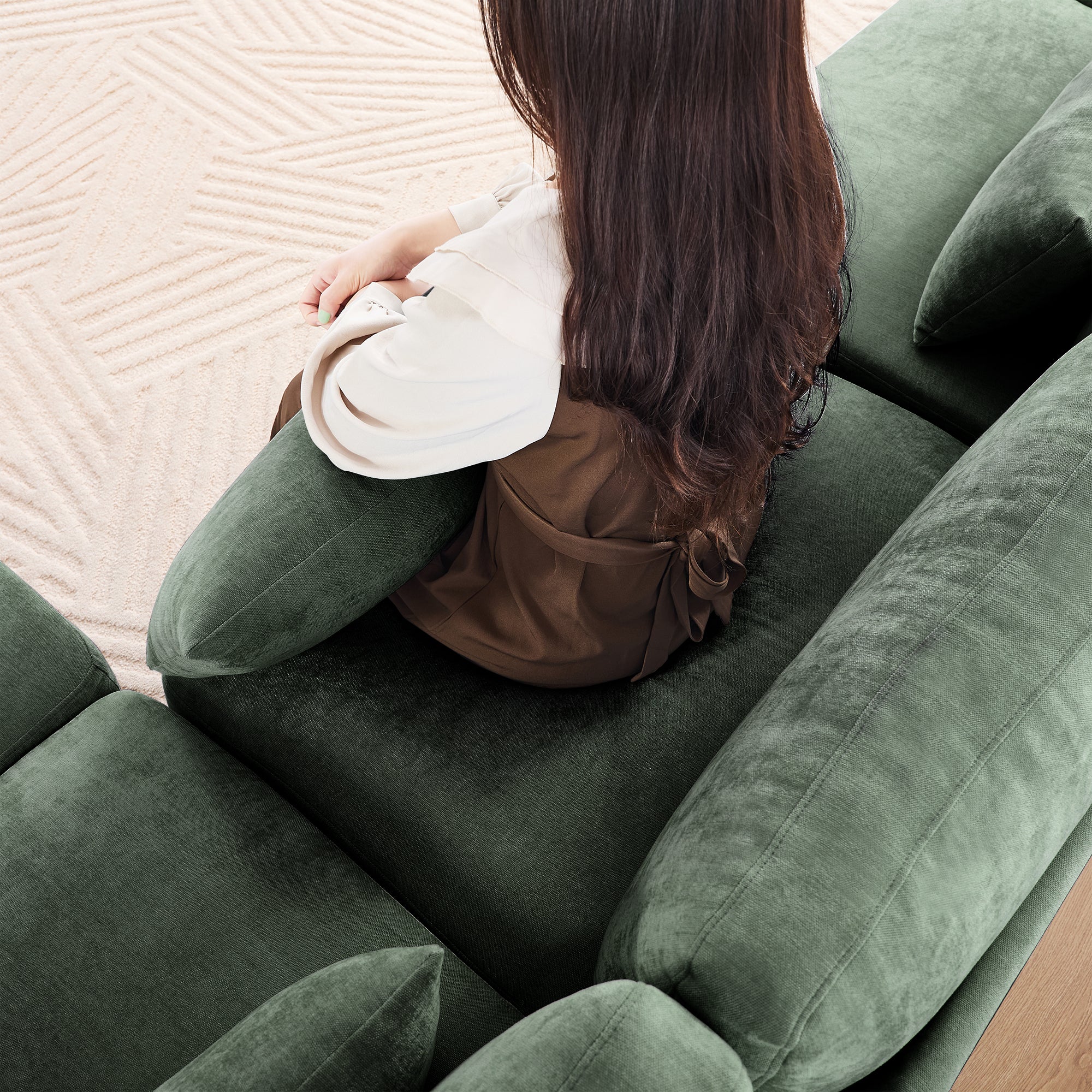 Midtown 73" Chenille Modular Loveseat Sofa Couch with Pillows