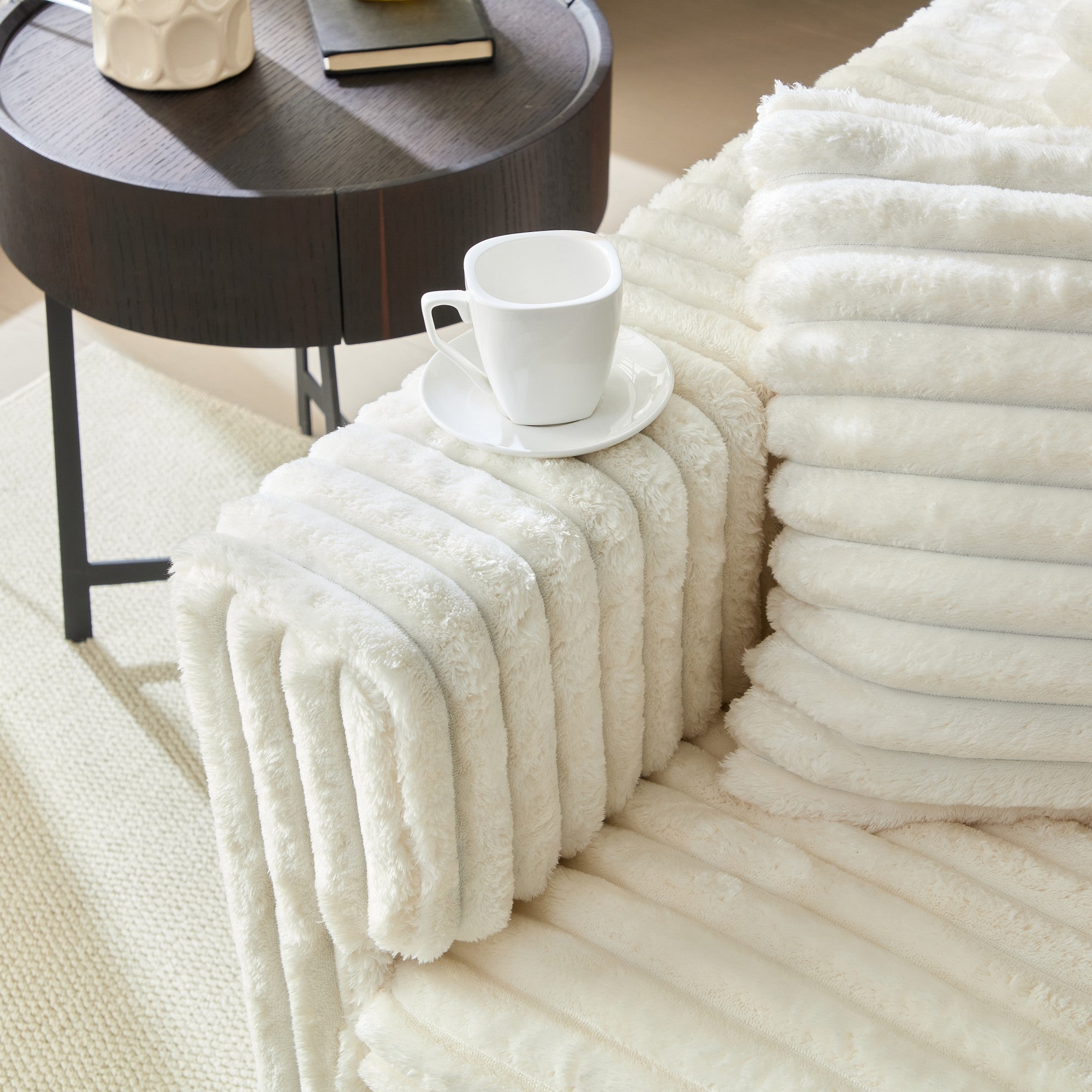 Quincy 104" Modular Plush Corduroy 4-Seater Sofa Couch with Soft Pillows