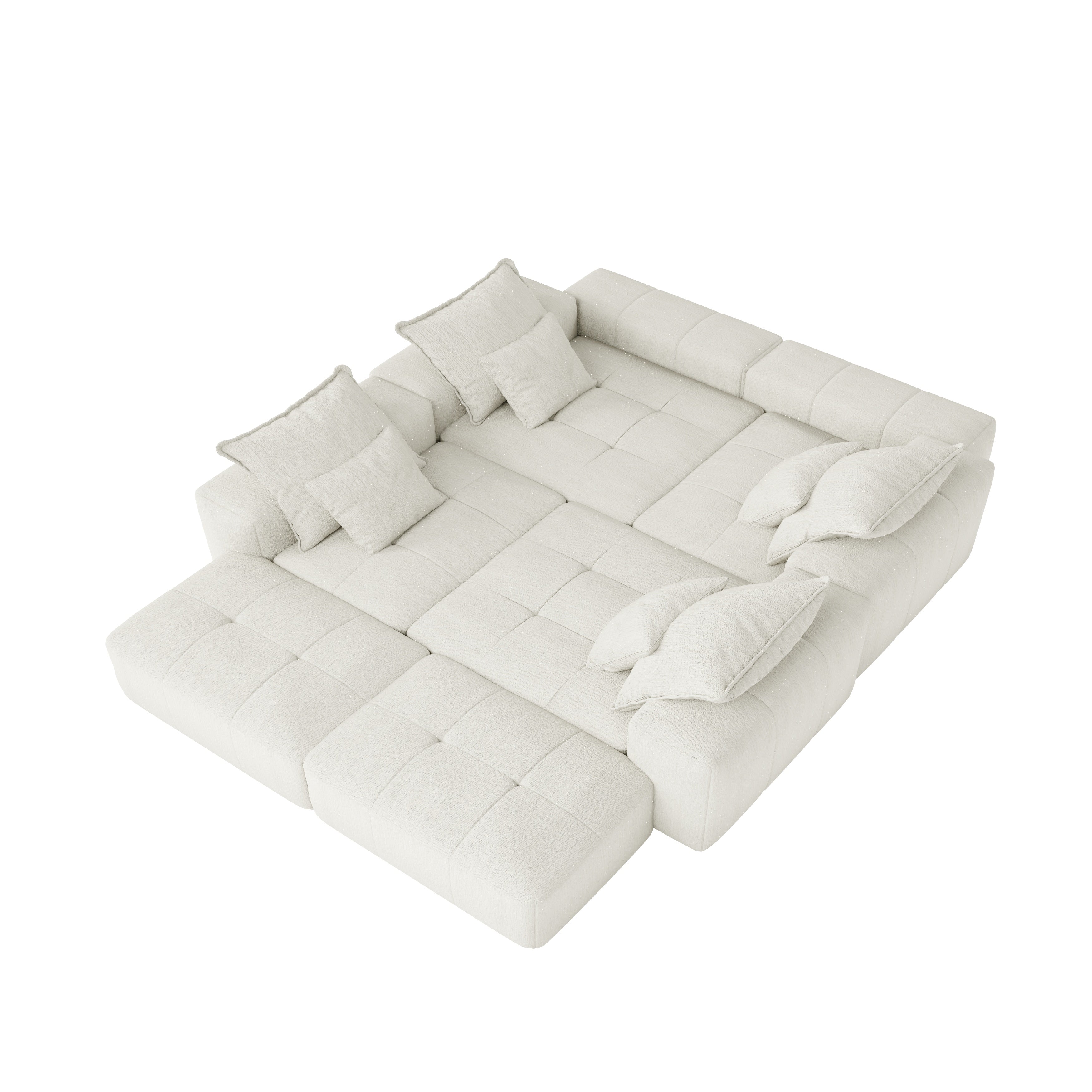 Denver 198" Oversized Chenille Tufted Modular Sectional Sofa with 8 Pillows