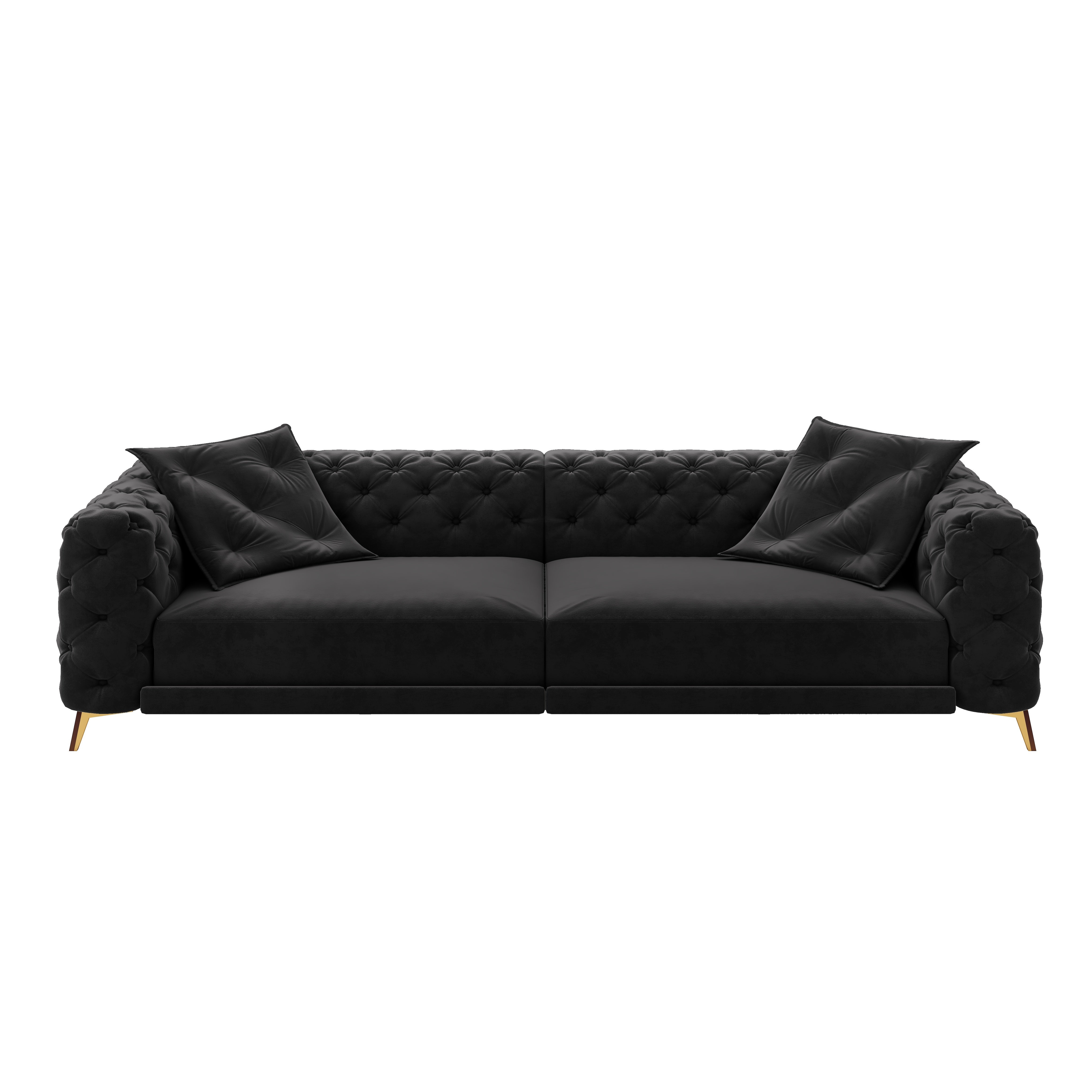 Allentown 98" Velvet Button Tufted 4-Seater Sleeper Sofa Bed with Movable Ottoman