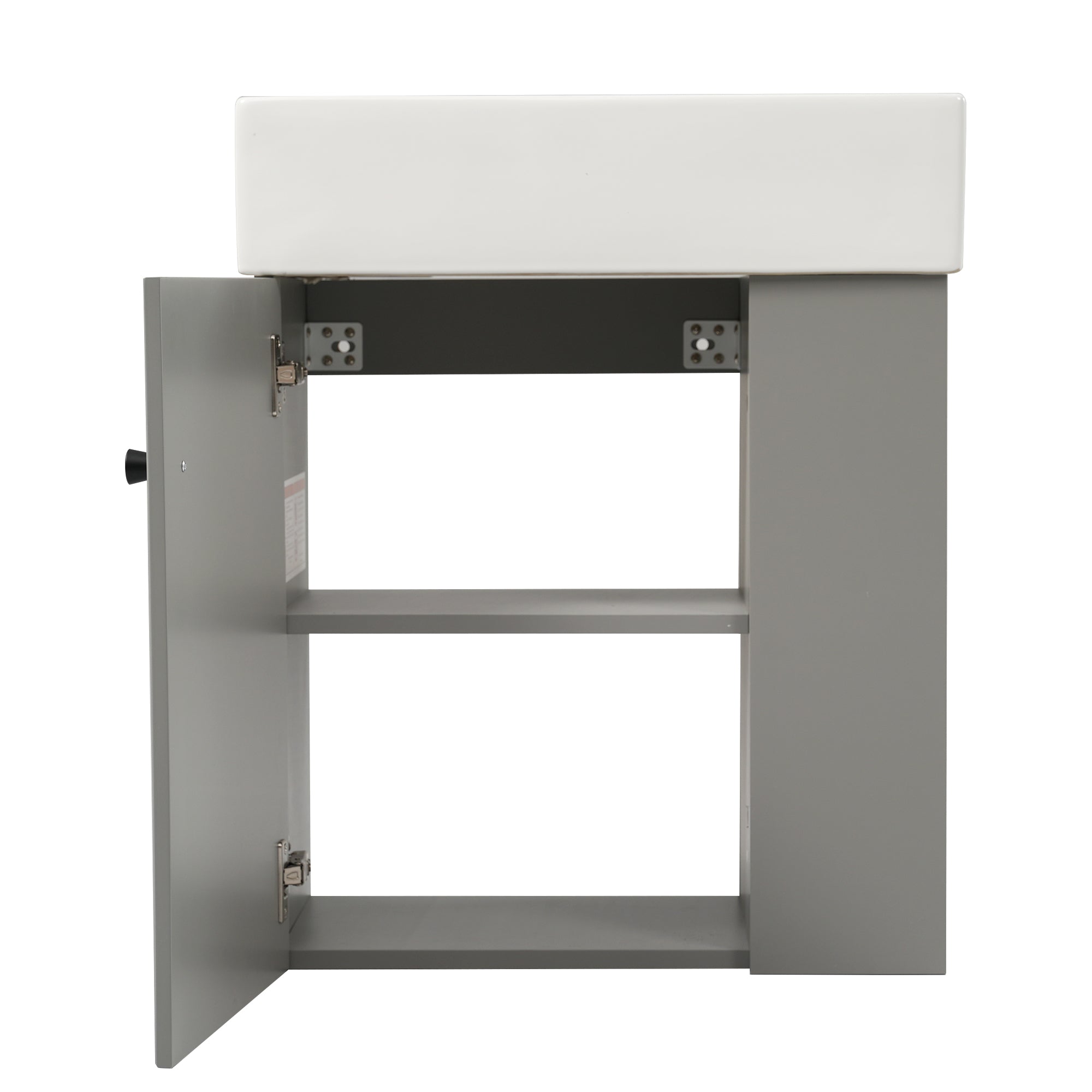 Ouray 21.6" Floating Bathroom Vanity with Ceramic Sink and Right-Side Open Shelves