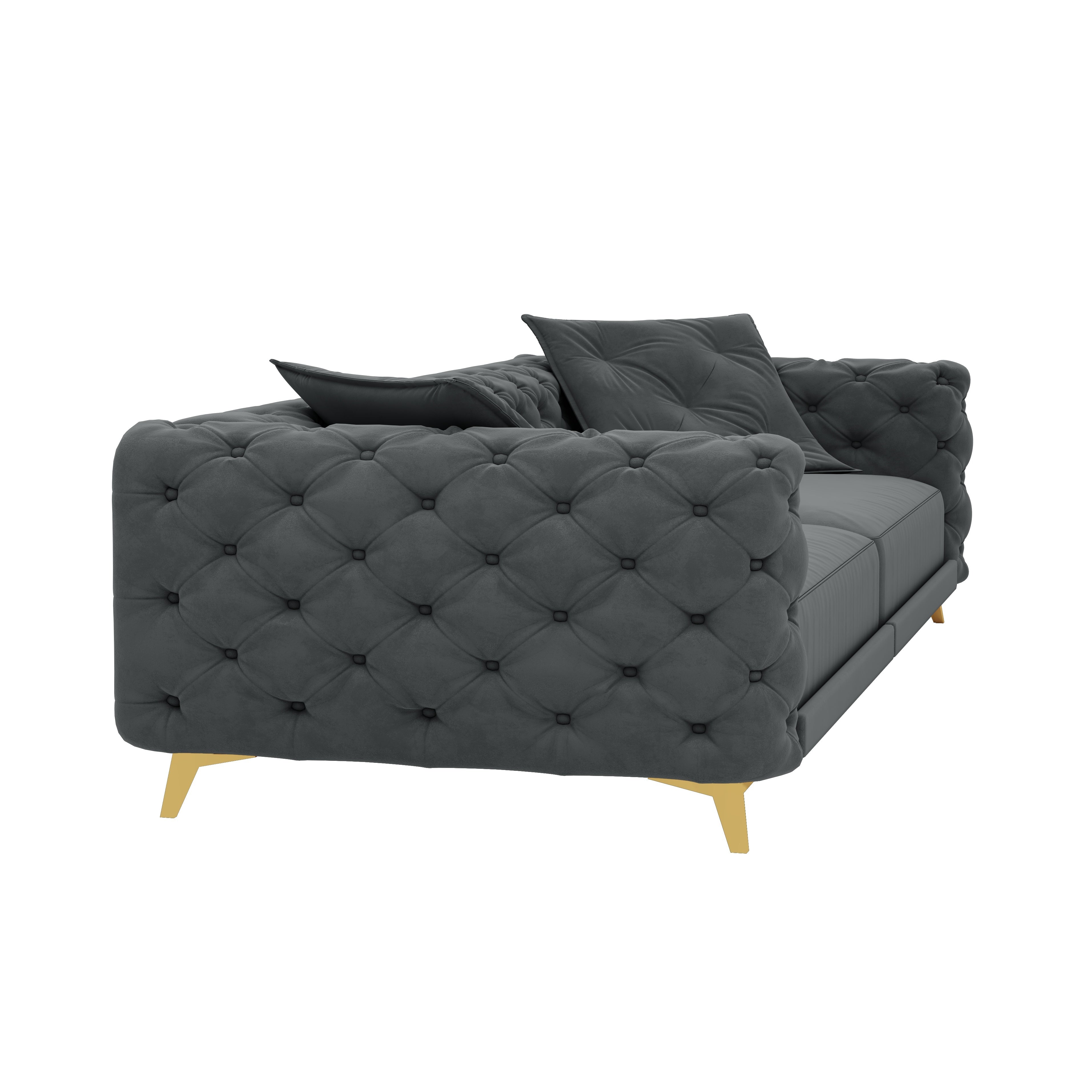 Allentown 98" Velvet Button Tufted 4-Seater Sleeper Sofa Bed with Movable Ottoman