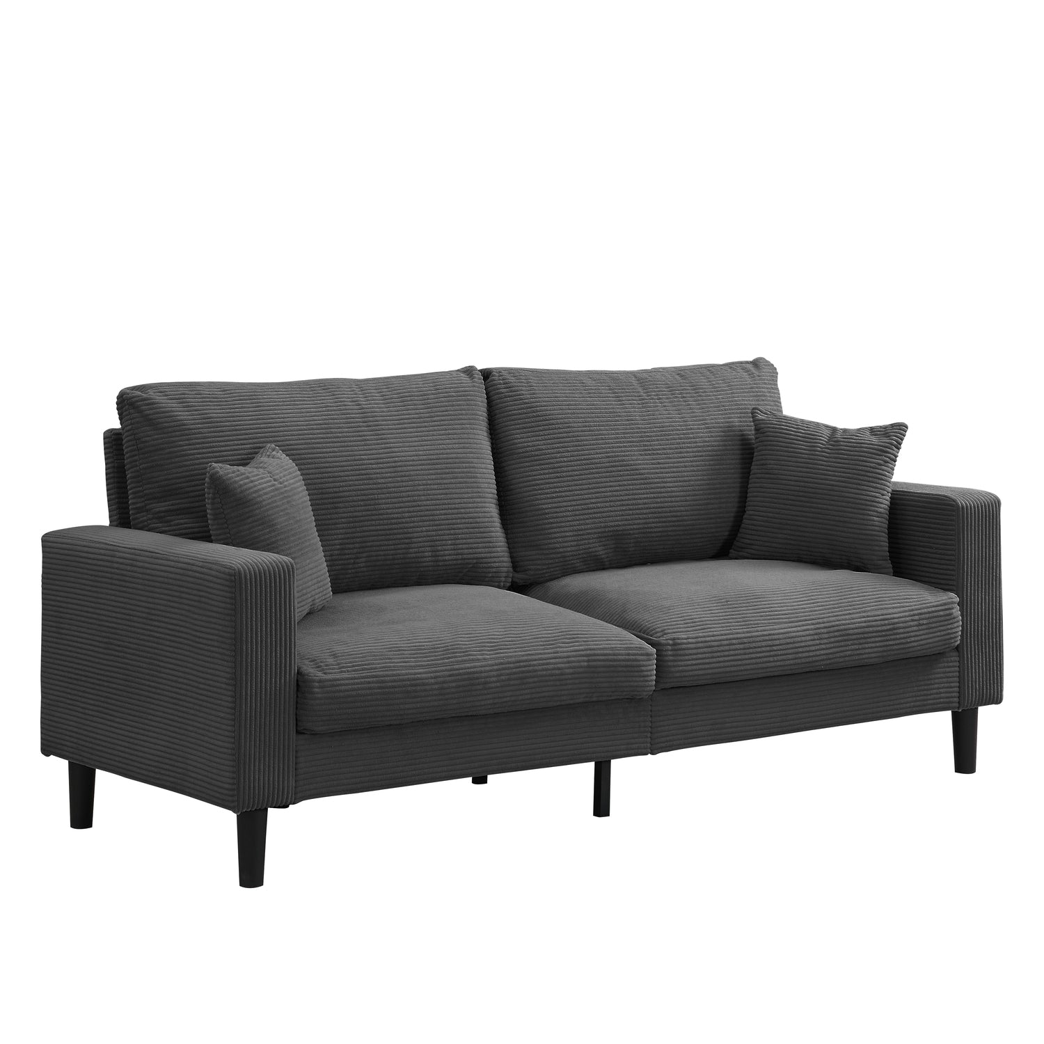 Canyon Modern Chenille Upholstered 3-Seater Sofa, Dark Gray