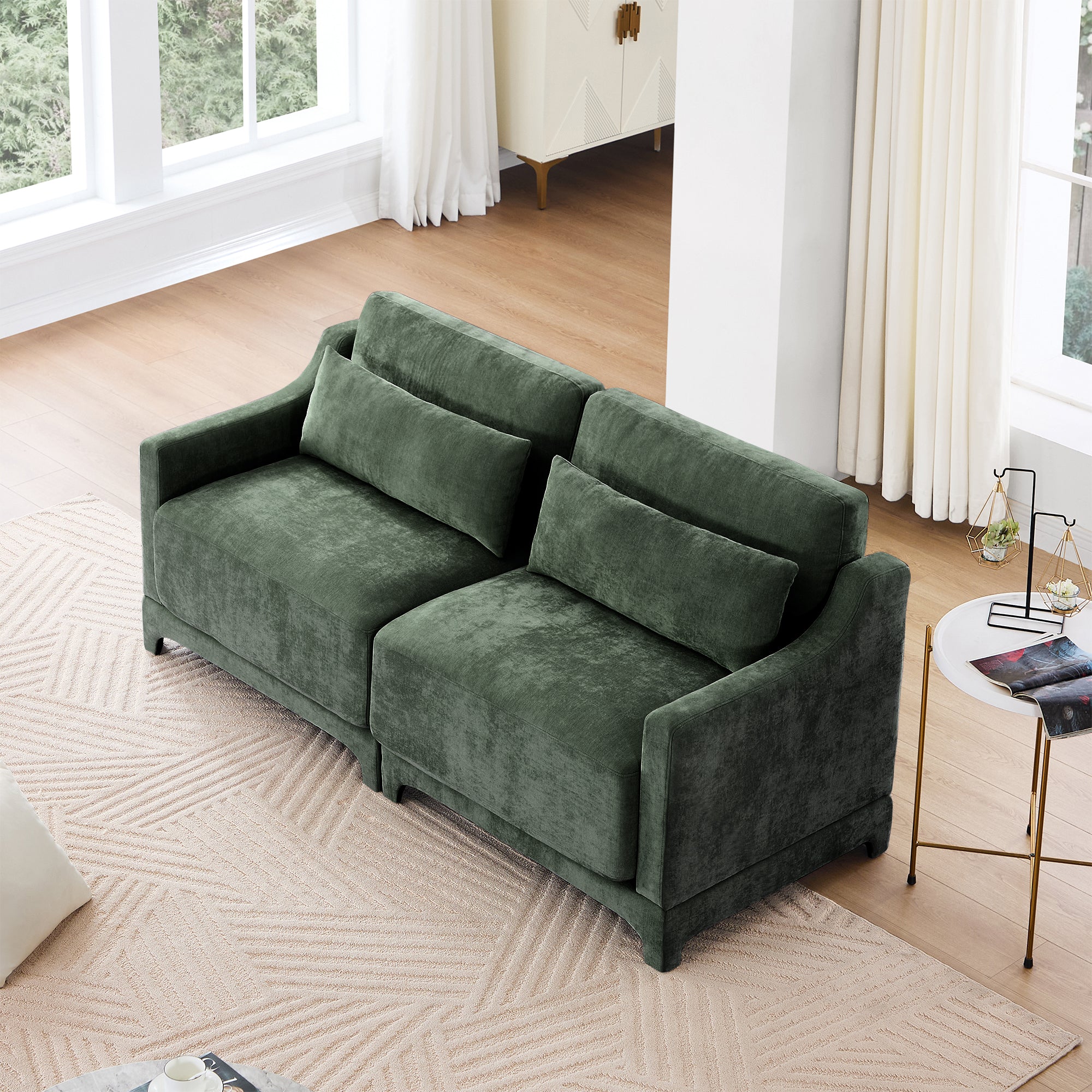 Midtown 73" Chenille Modular Loveseat Sofa Couch with Pillows