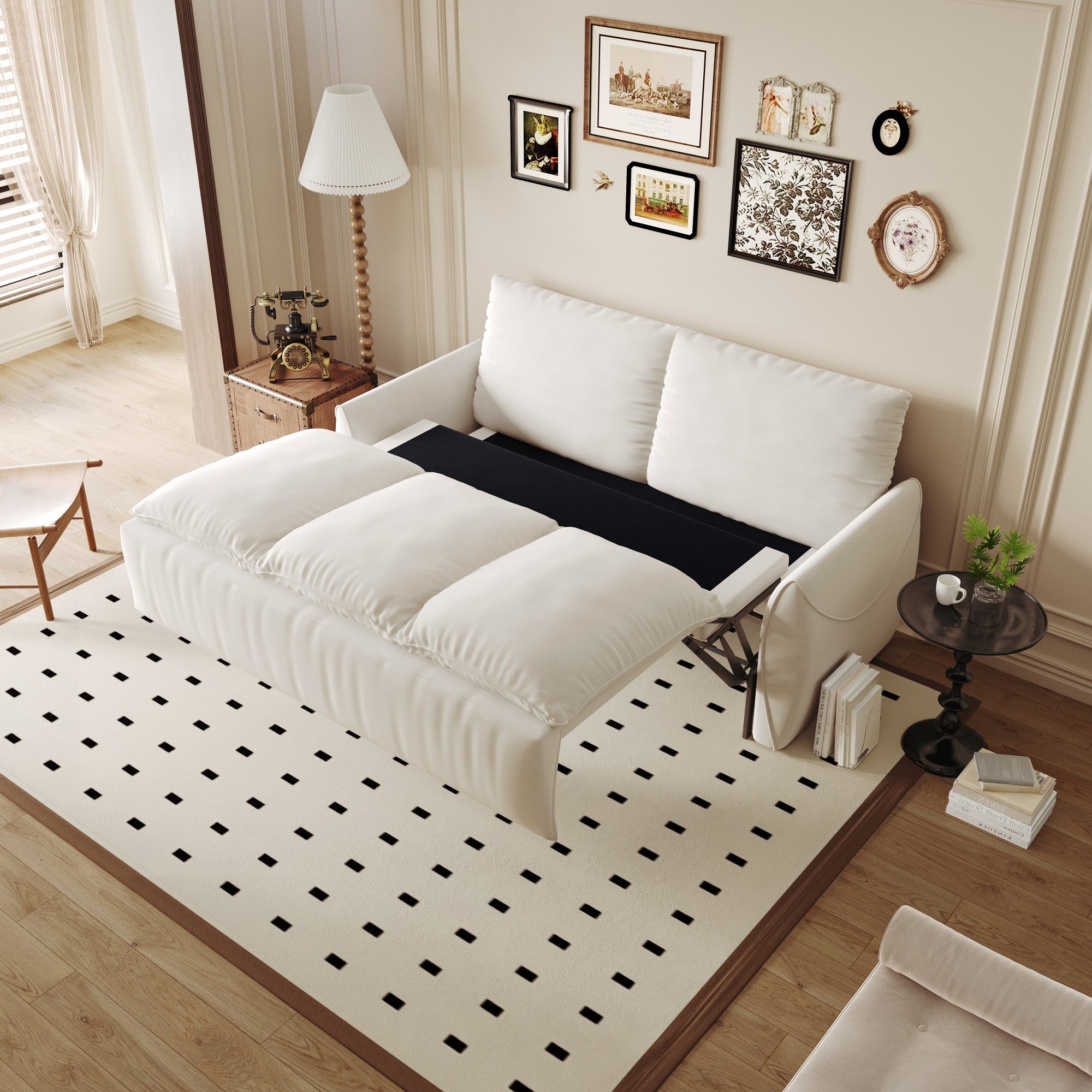 Tempe 71" Velvet Loveseat Sleeper Sofa Bed with Zippered Pillow Pads