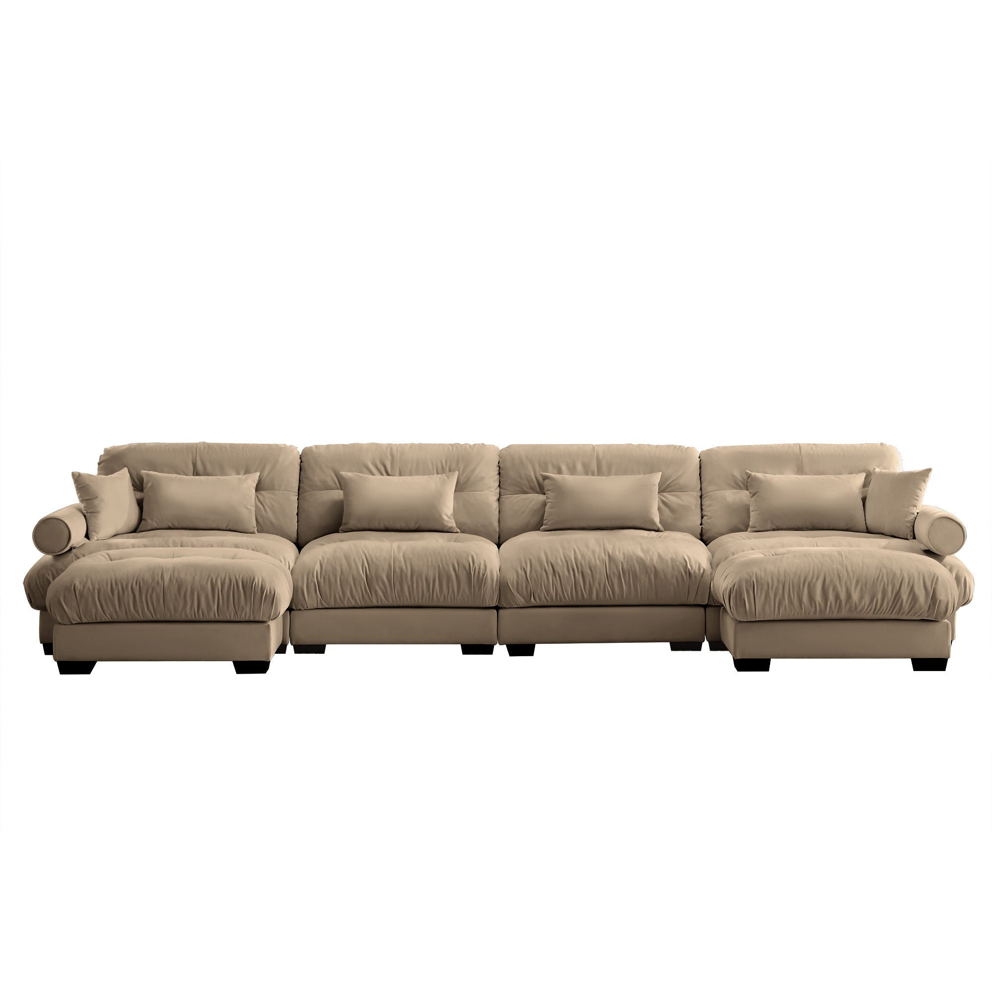 Napa 166" U-Shaped Modular Velvet Upholstered Sectional Sofa with 2 Movable Ottomans
