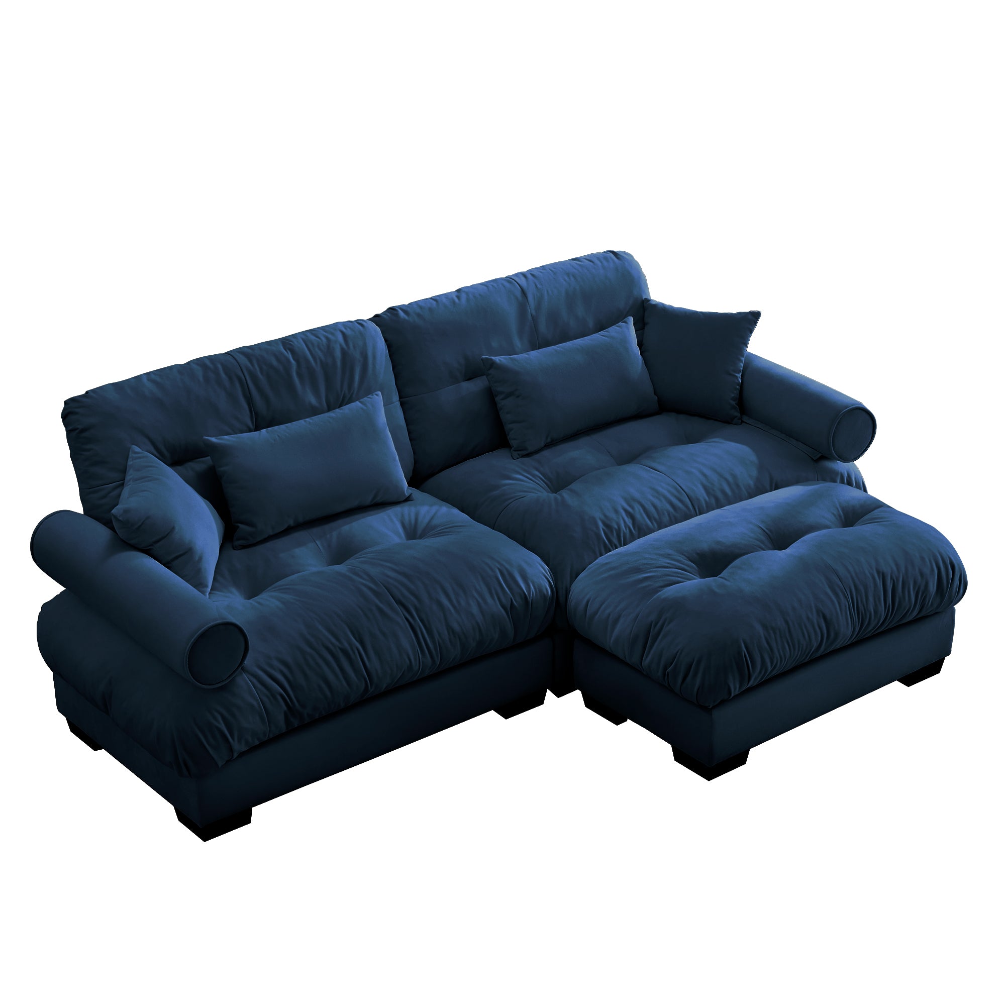 Napa 94” Modular Velvet Upholstered 2-Seater Sofa with Ottoman