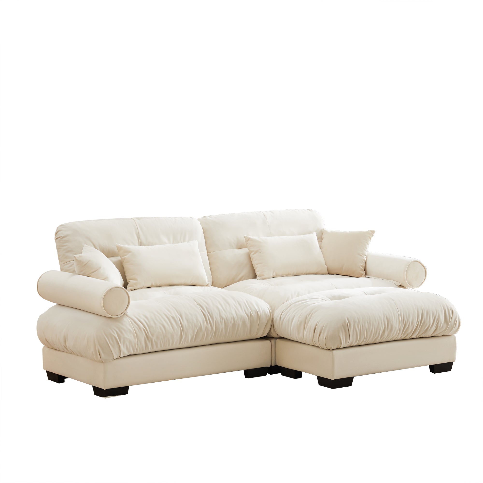 Napa 94” Modular Velvet Upholstered 2-Seater Sofa with Ottoman