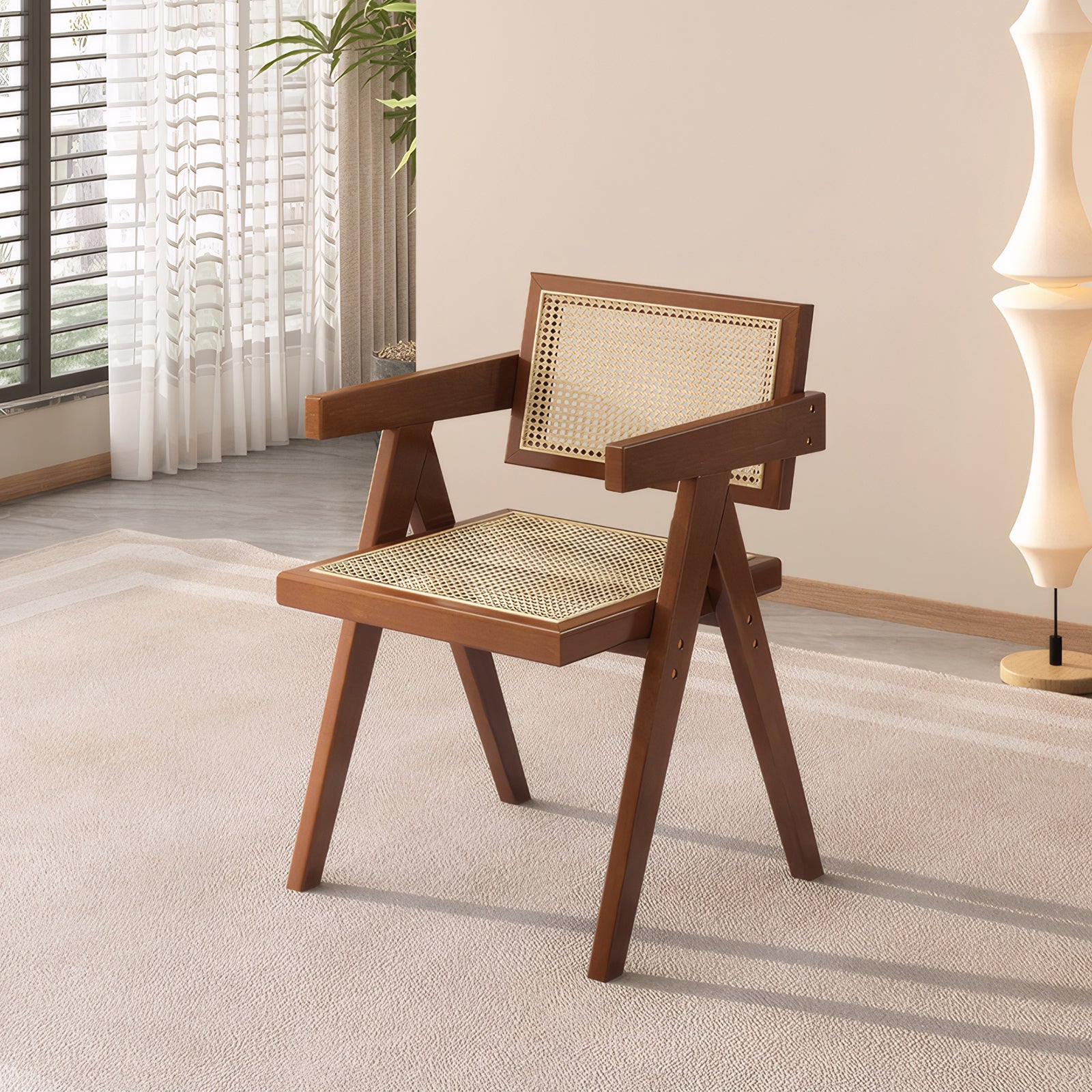 Mosel Rattan Modern Mid Century Dining Chairs Set of 2