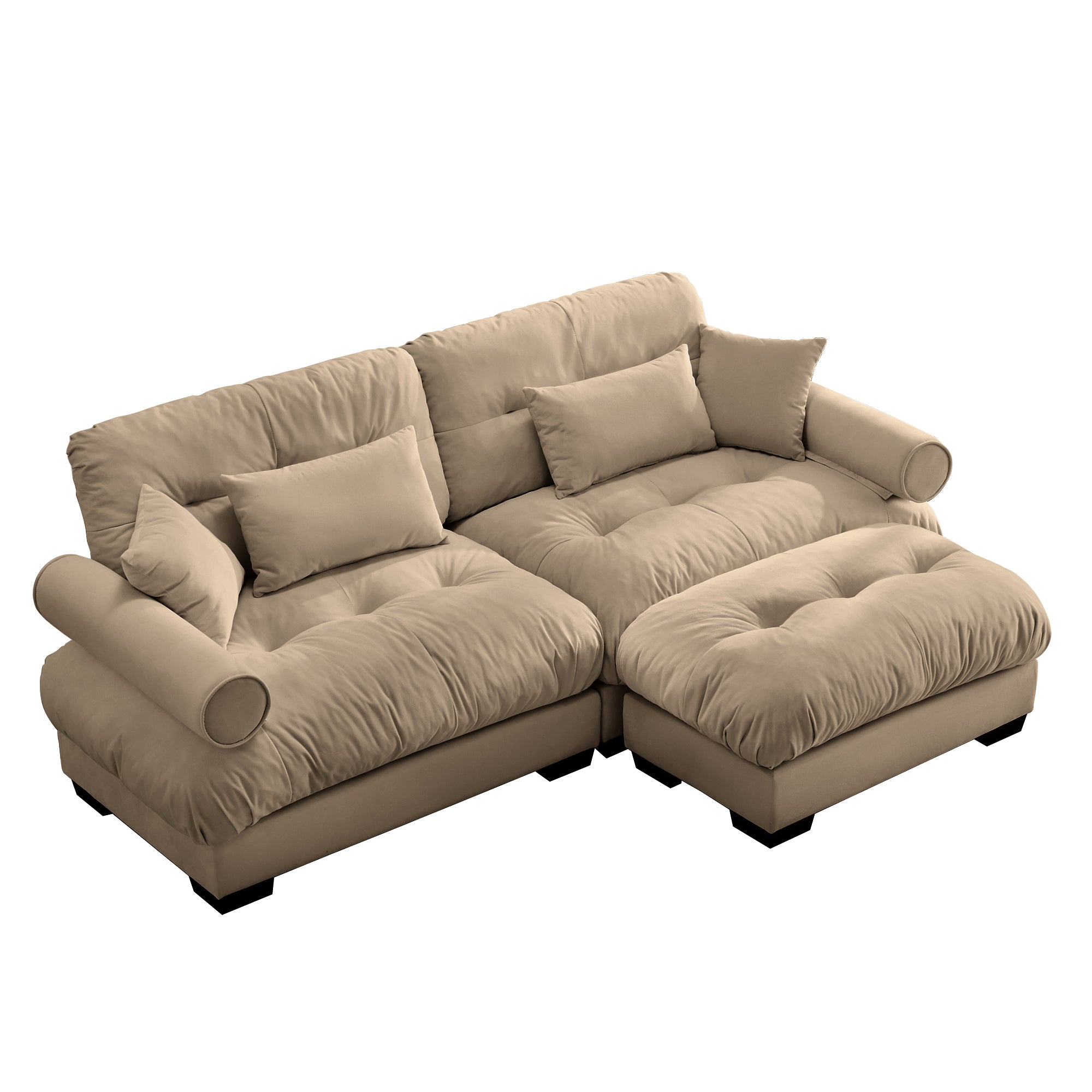 Napa 94” Modular Velvet Upholstered 2-Seater Sofa with Ottoman