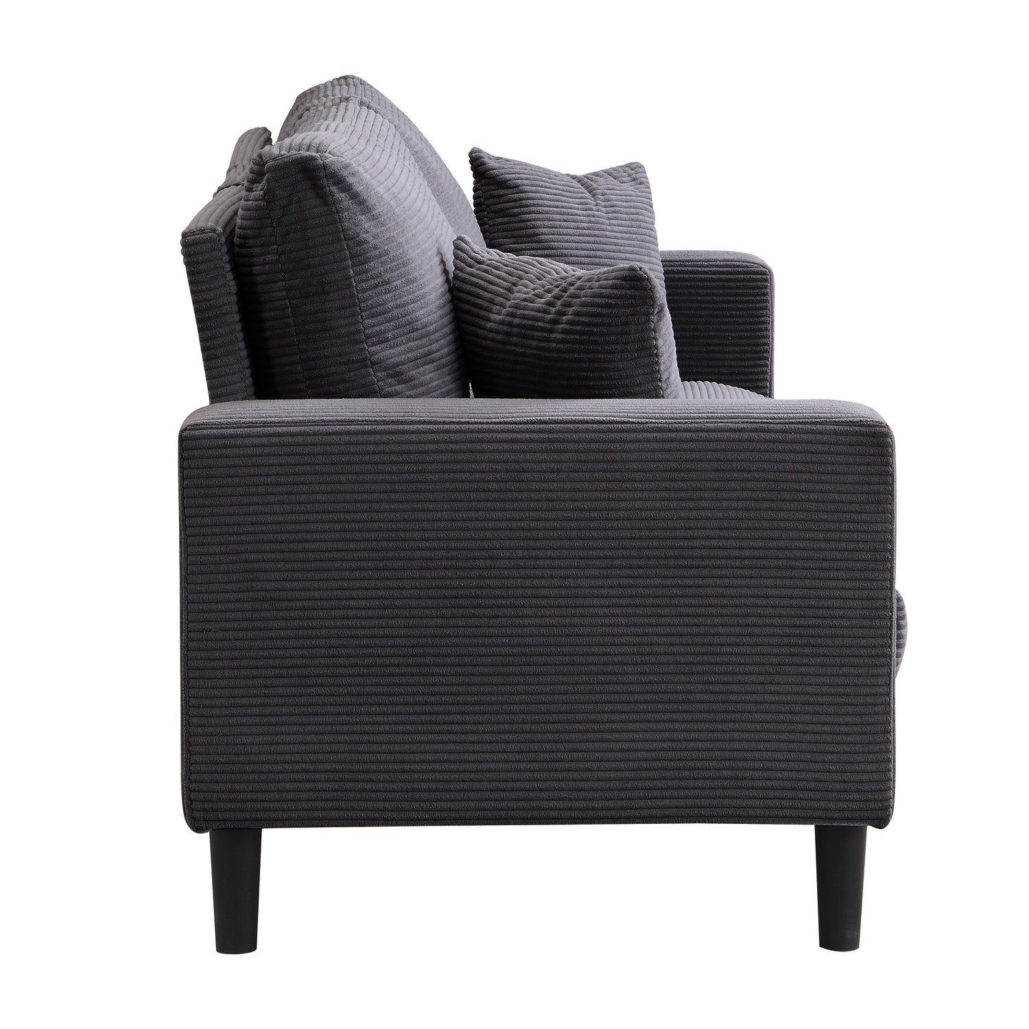 Canyon Modern Chenille Upholstered 3-Seater Sofa, Dark Gray
