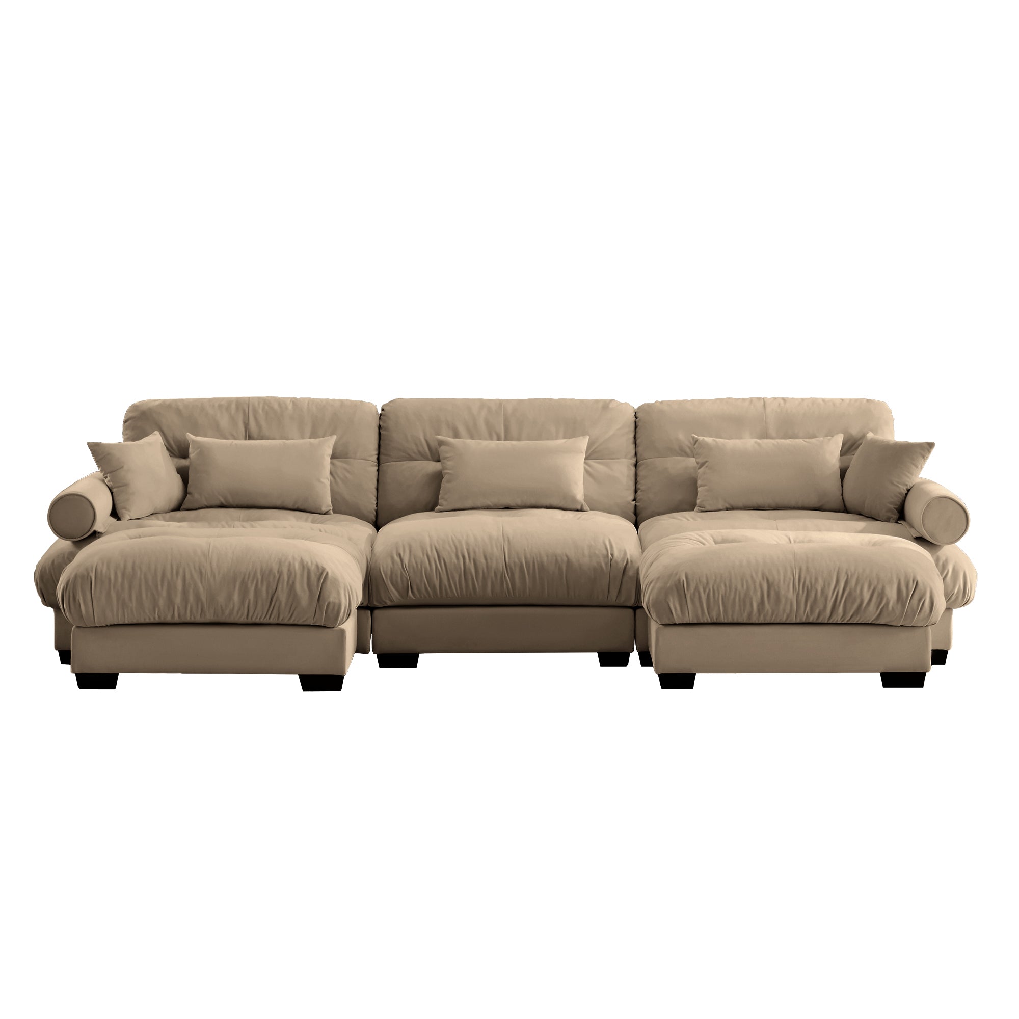 Napa 130" Modular Velvet Upholstered U-Shaped Sectional Sofa with Bolstered Armrests