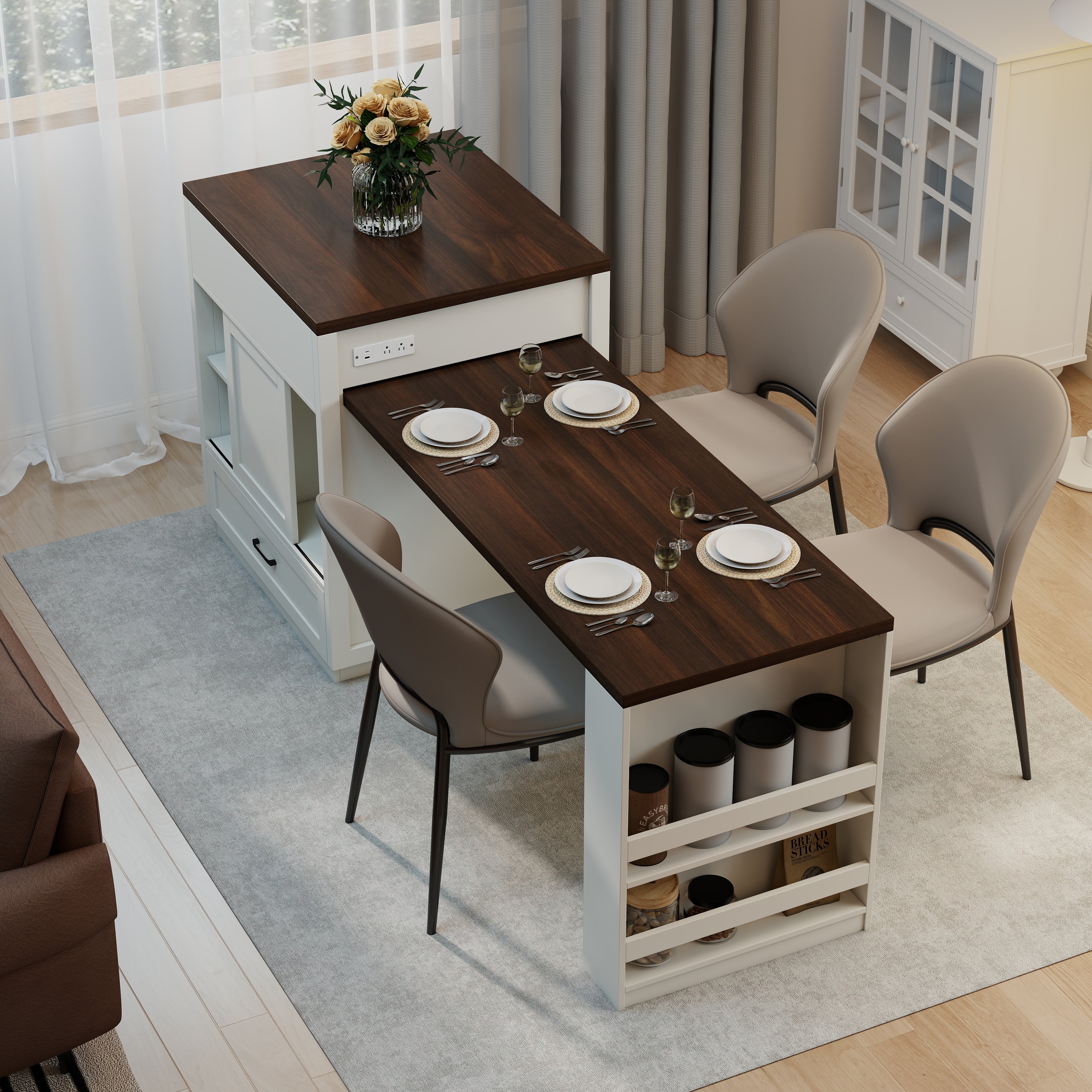 Marlin 83" Kitchen Island with Extendable Dining Table
