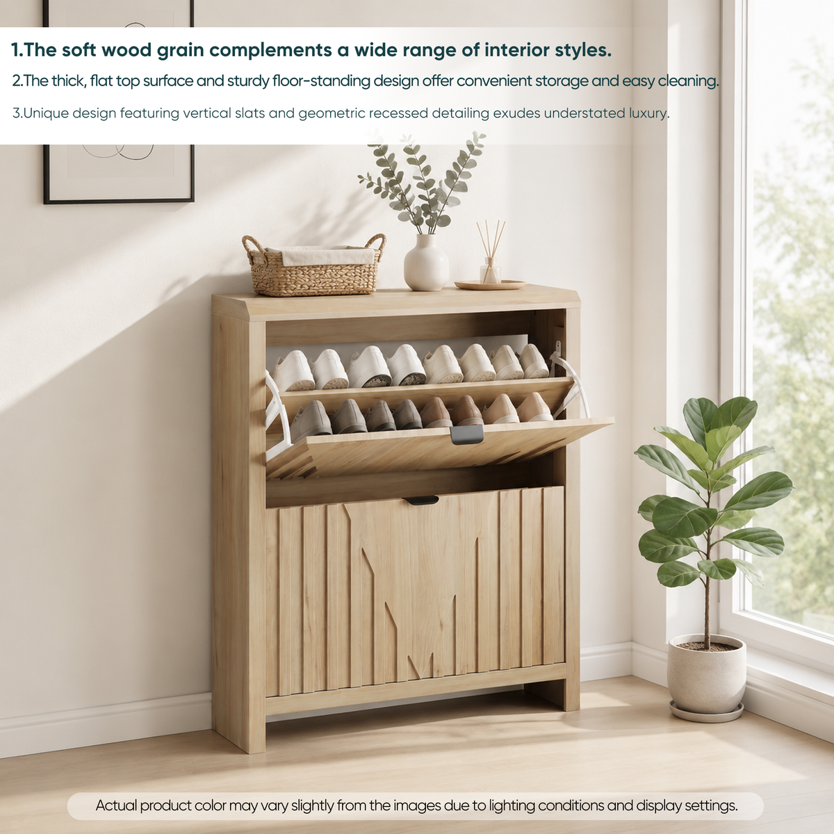 Mews 31.5" Slim Fluted Flip-Down Shoe Storage Cabinet