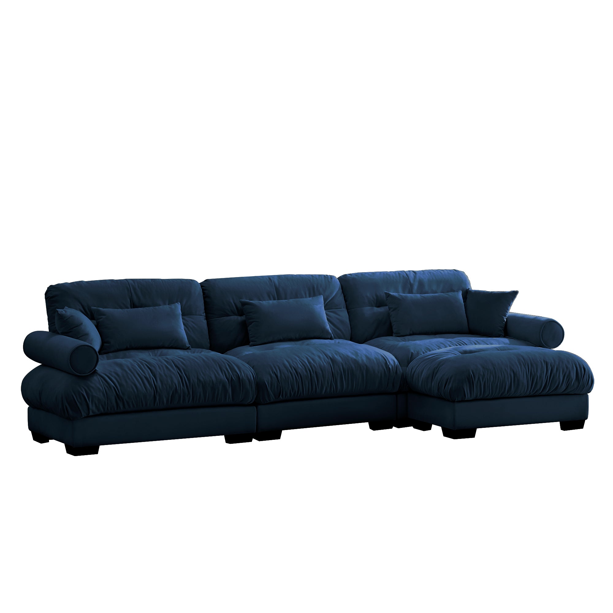 Napa 130” Modular Velvet Upholstered L-Shaped Sectional Sofa with Bolstered Armrests