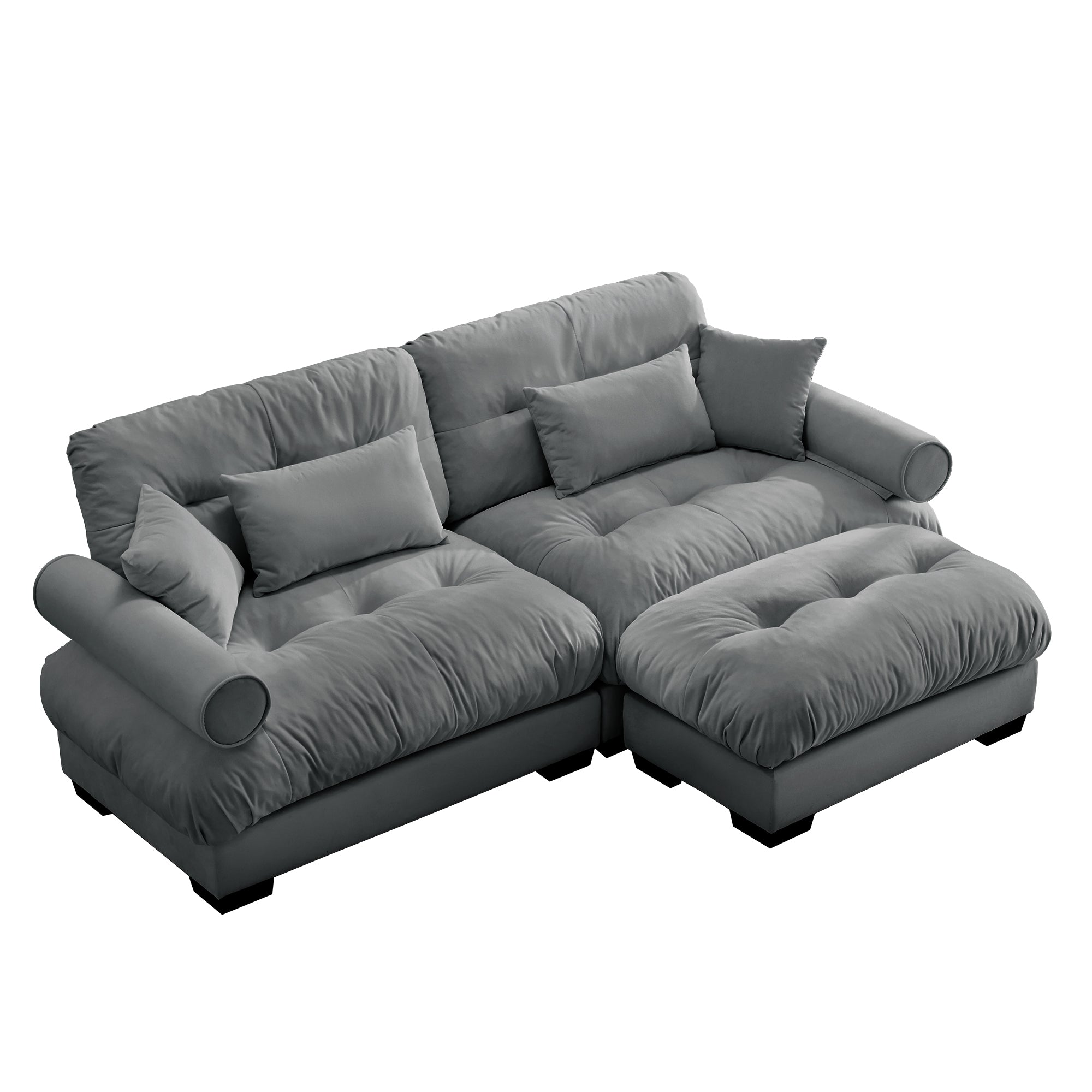 Napa 94” Modular Velvet Upholstered 2-Seater Sofa with Ottoman