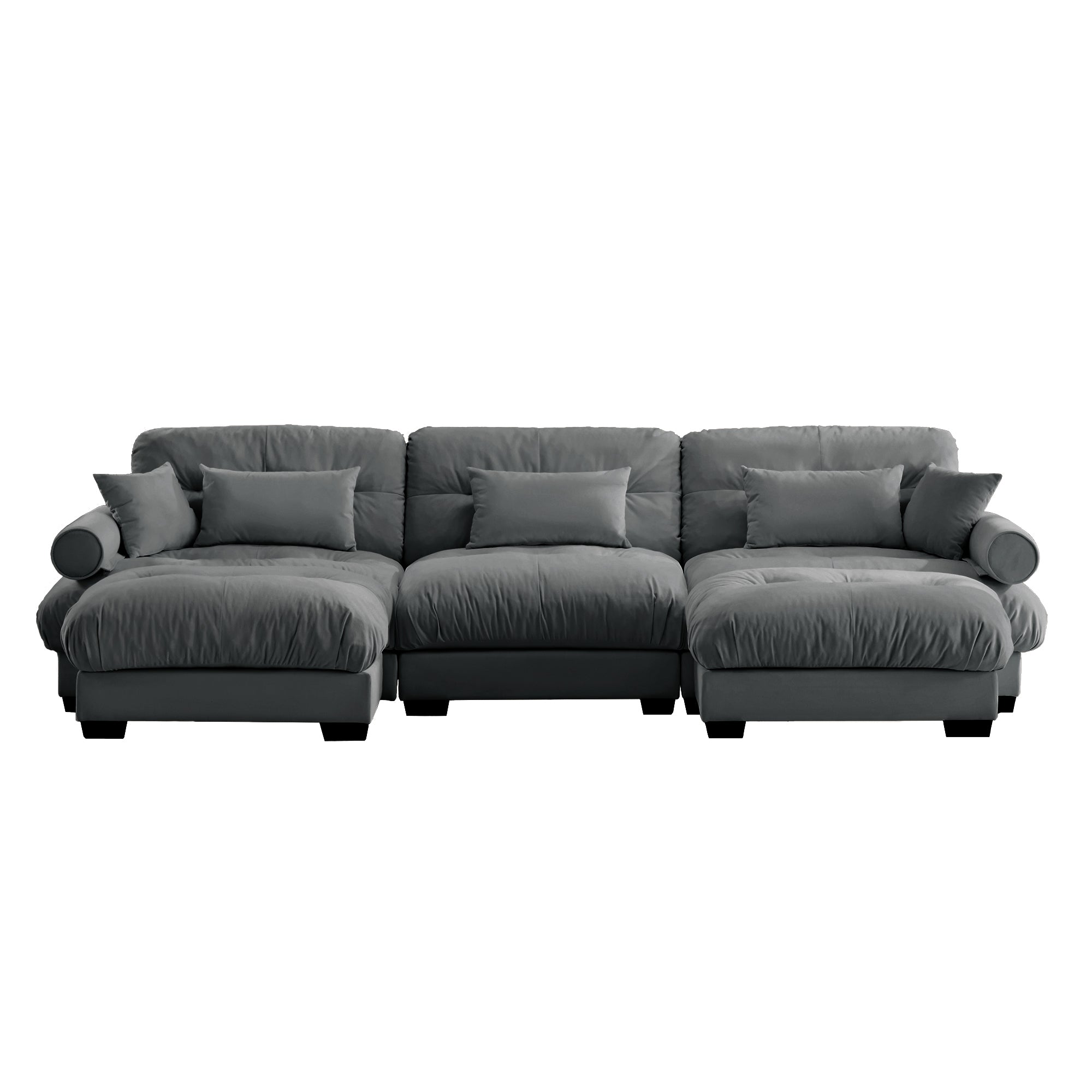 Napa 130" Modular Velvet Upholstered U-Shaped Sectional Sofa with Bolstered Armrests