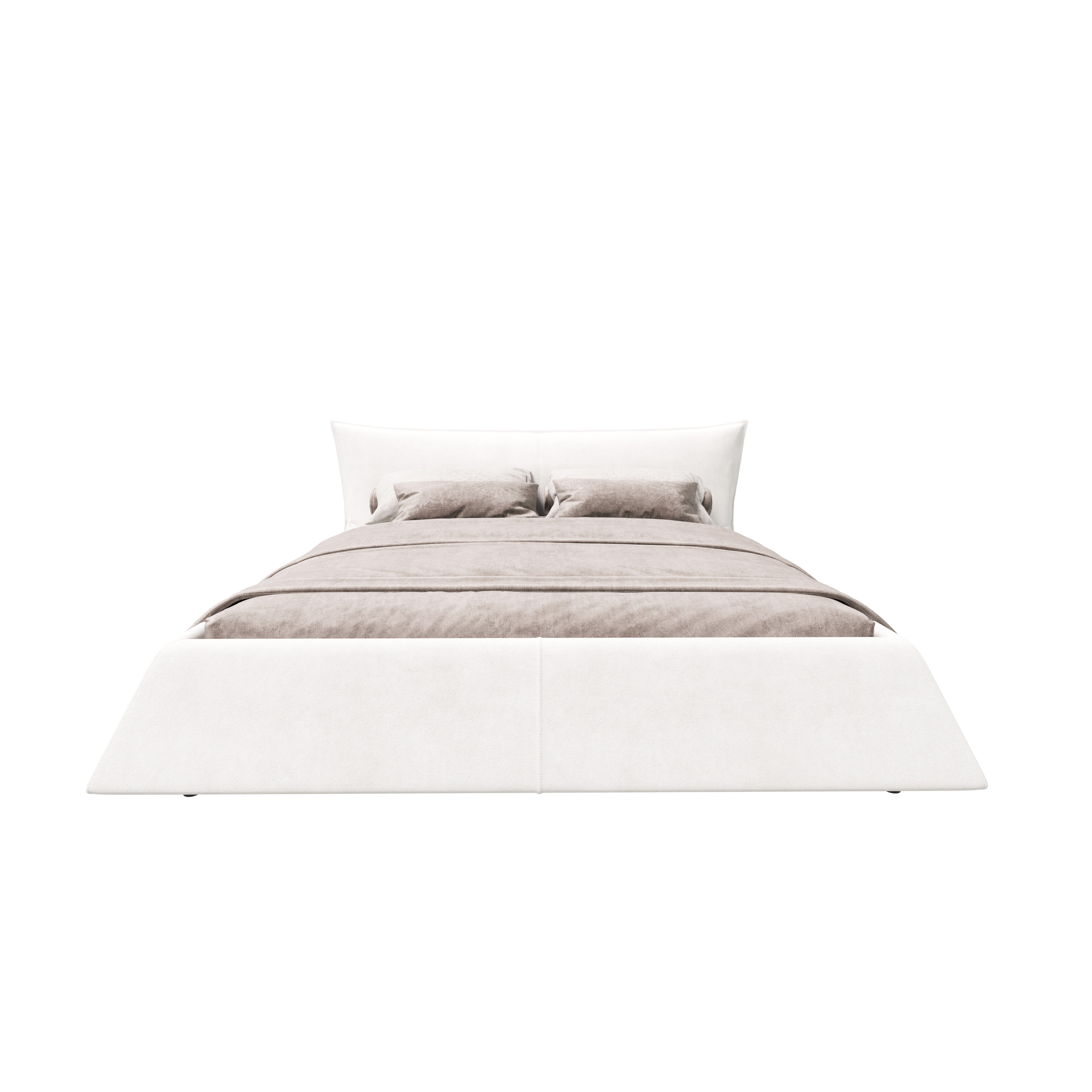 Boras Queen Size Upholstered Platform Bed with Special Shaped and Velvet Headboard