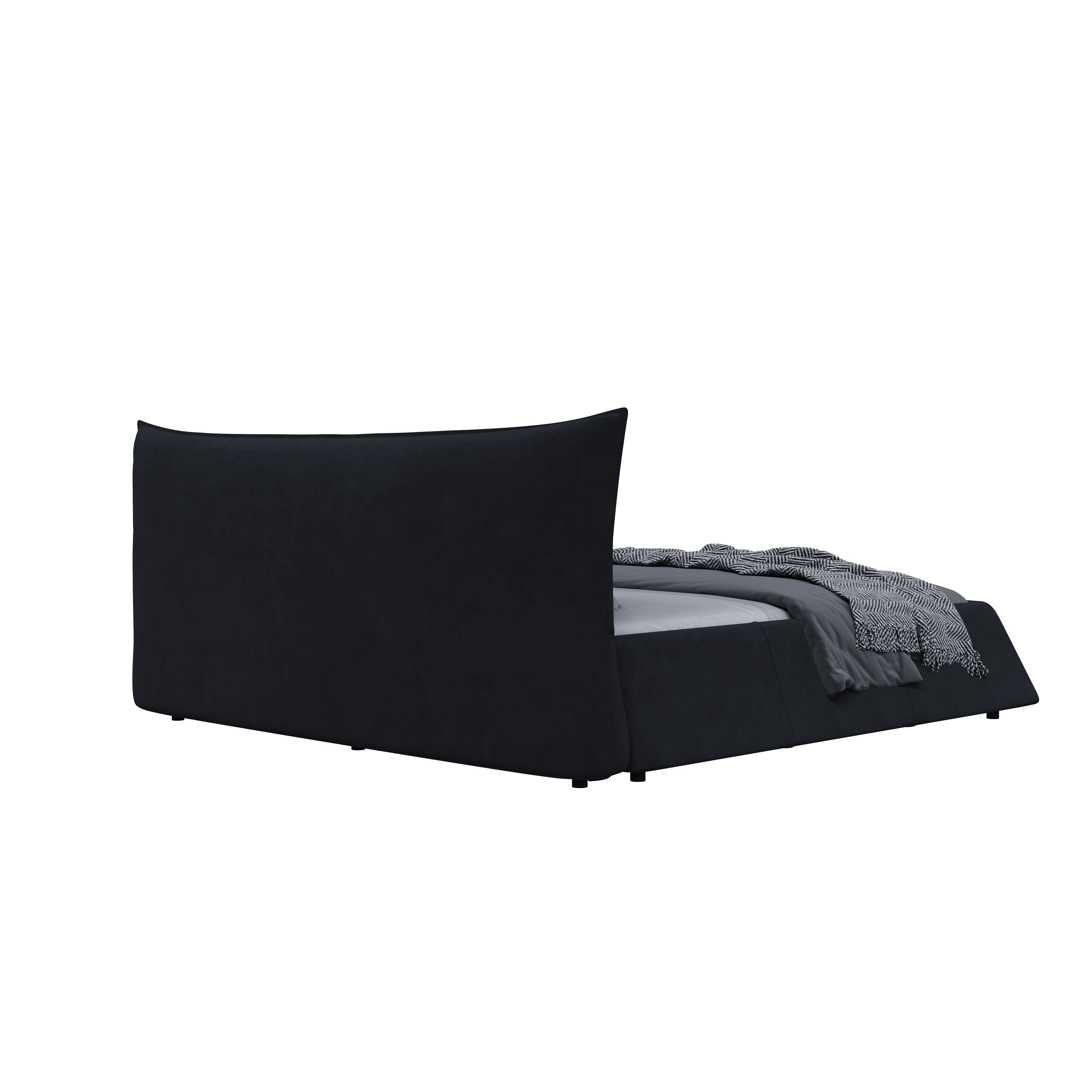 Boras Queen Size Upholstered Platform Bed with Special Shaped and Velvet Headboard