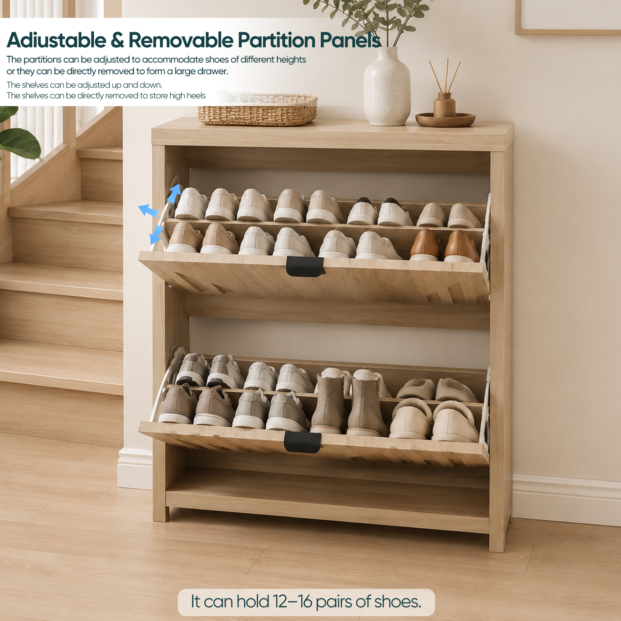 Mews 31.5" Slim Fluted Flip-Down Shoe Storage Cabinet