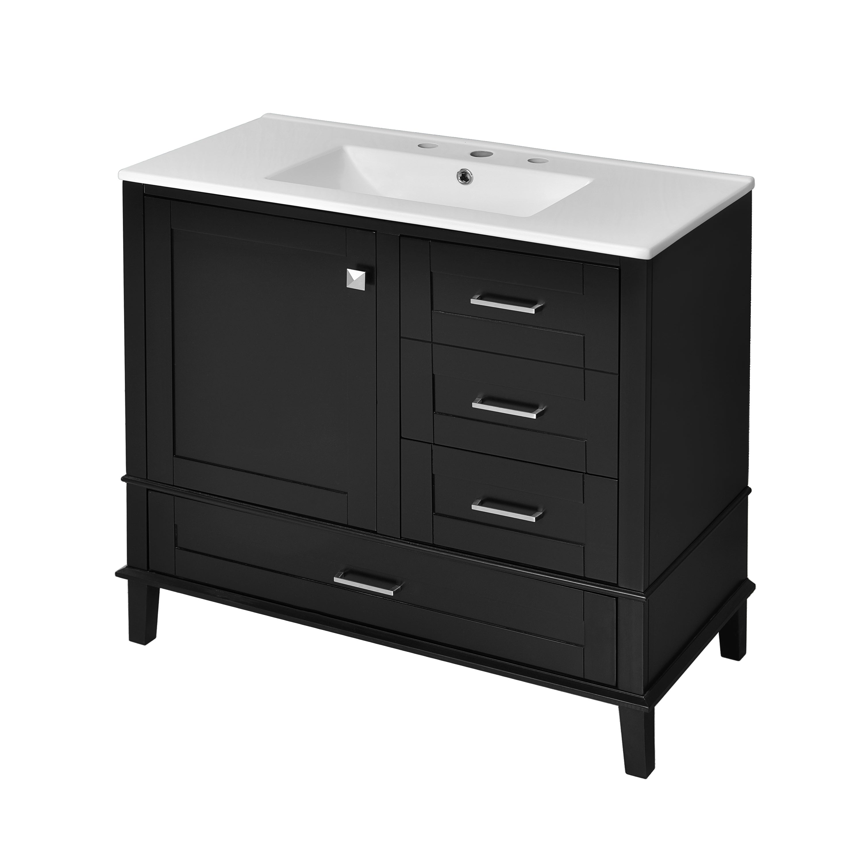 Solvang 36" Bathroom Vanity with Ceramic Sink and Storage Cabinet