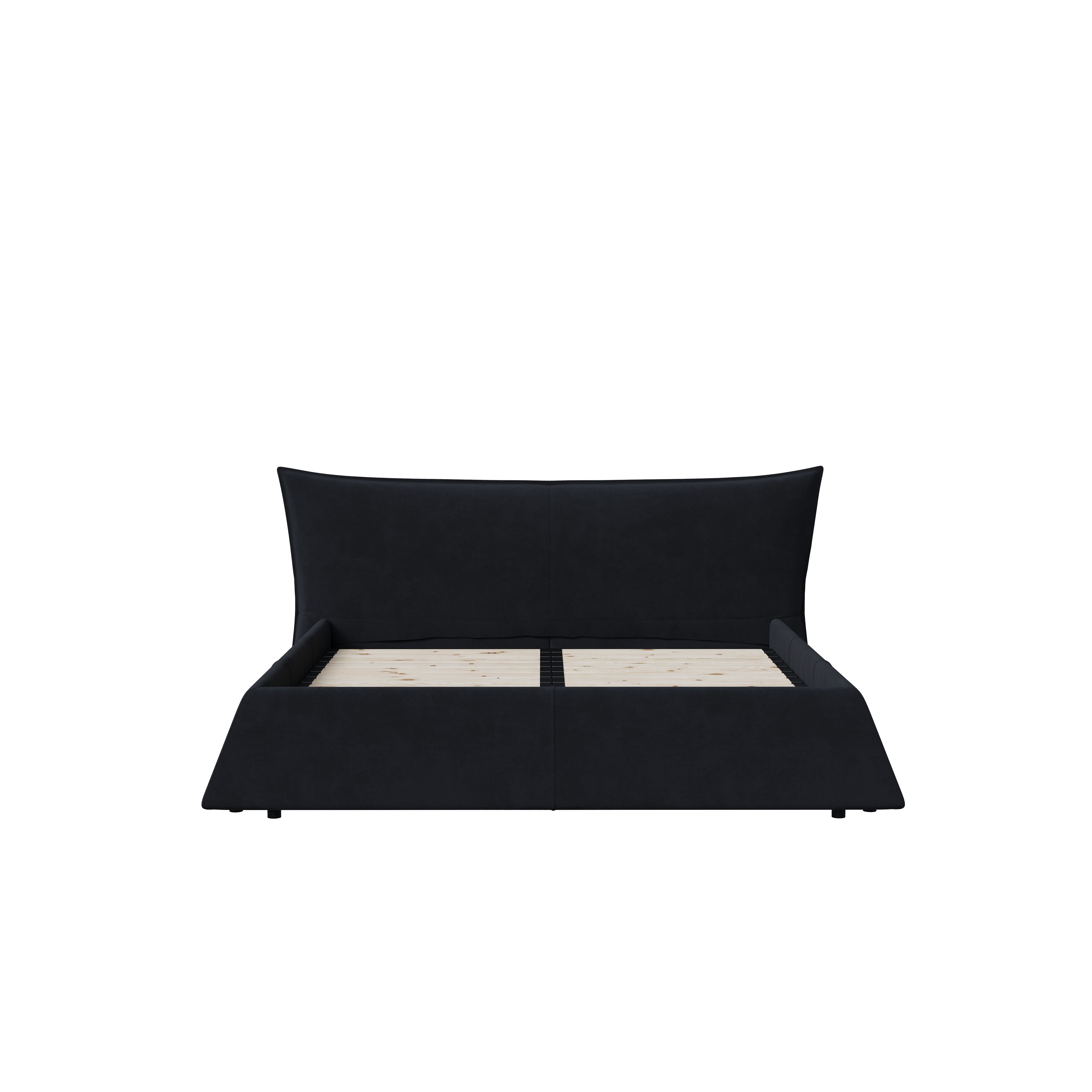 Boras Queen Size Upholstered Platform Bed with Special Shaped and Velvet Headboard