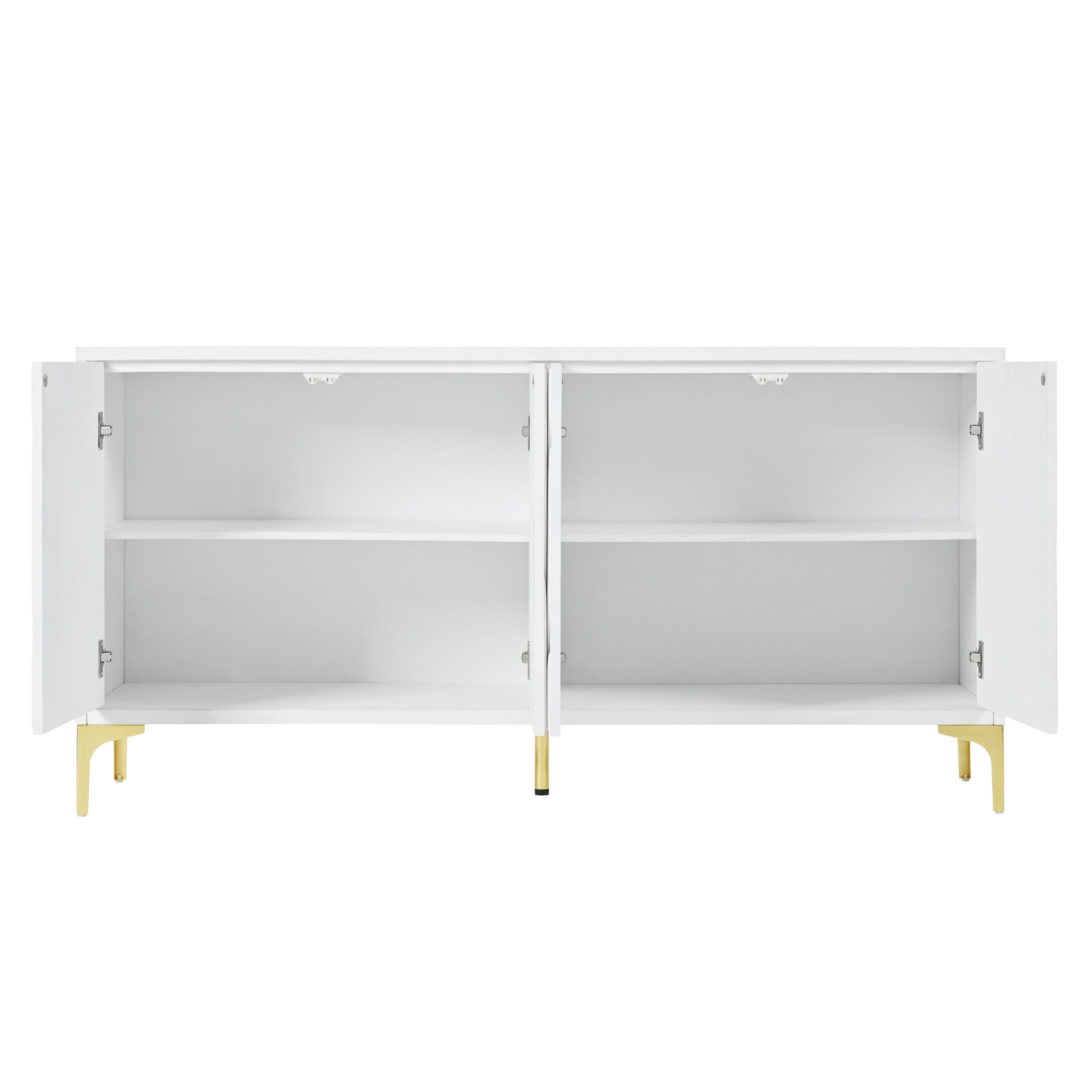 Prague Carved 4 Door Sideboard Buffet Cabinet, White