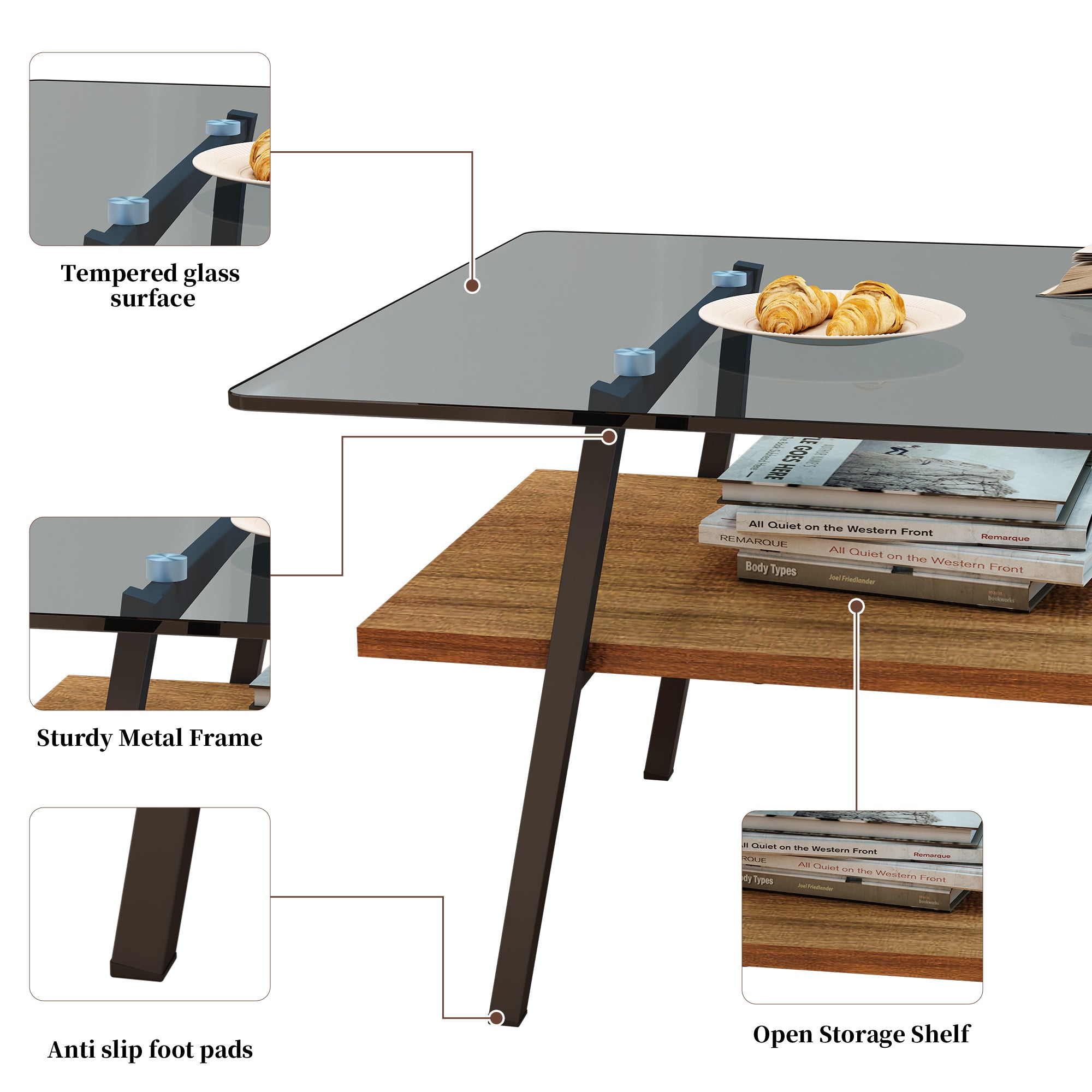 Murano Rectangular Tempered Glass Coffee Table