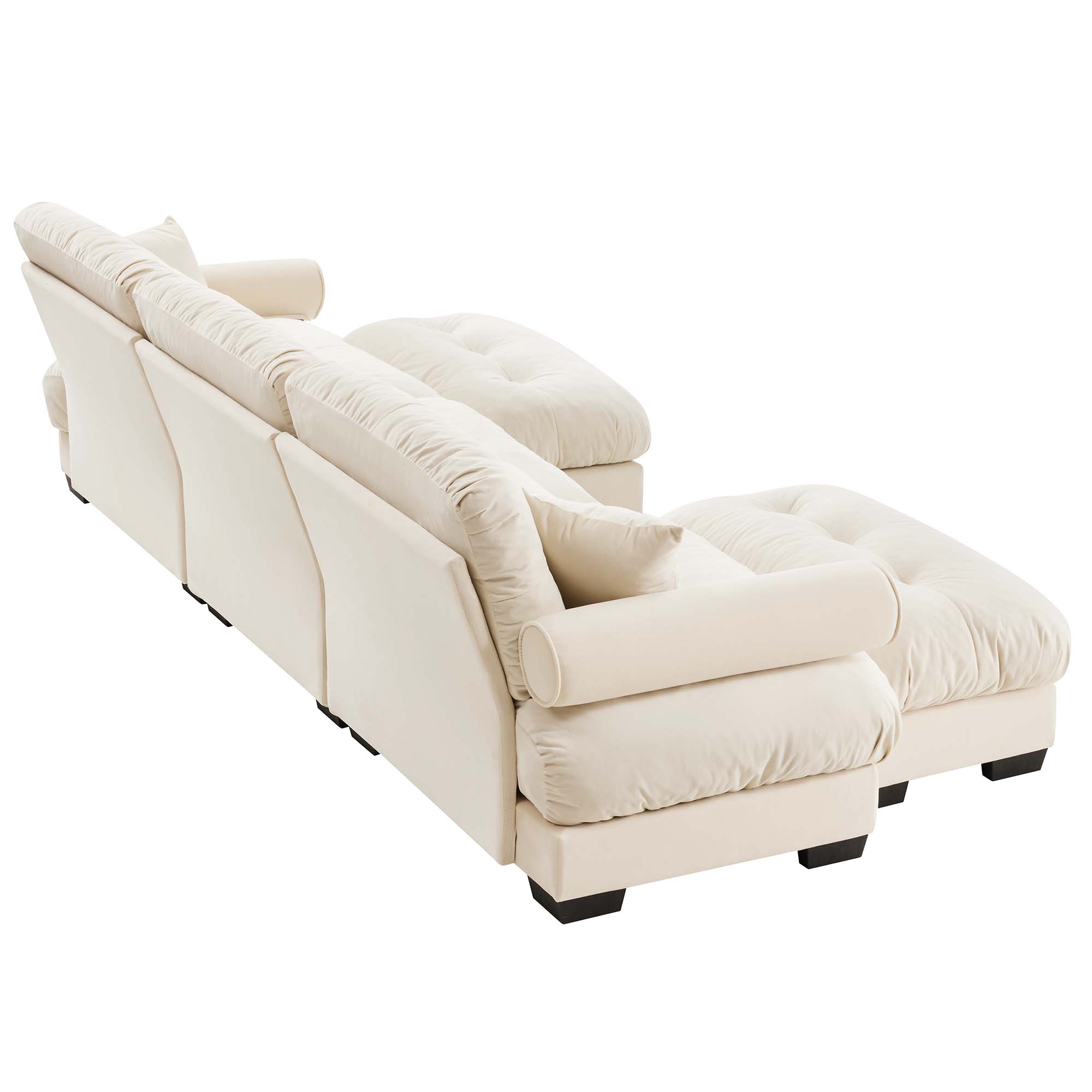 Napa 130" Modular Velvet Upholstered U-Shaped Sectional Sofa with Bolstered Armrests