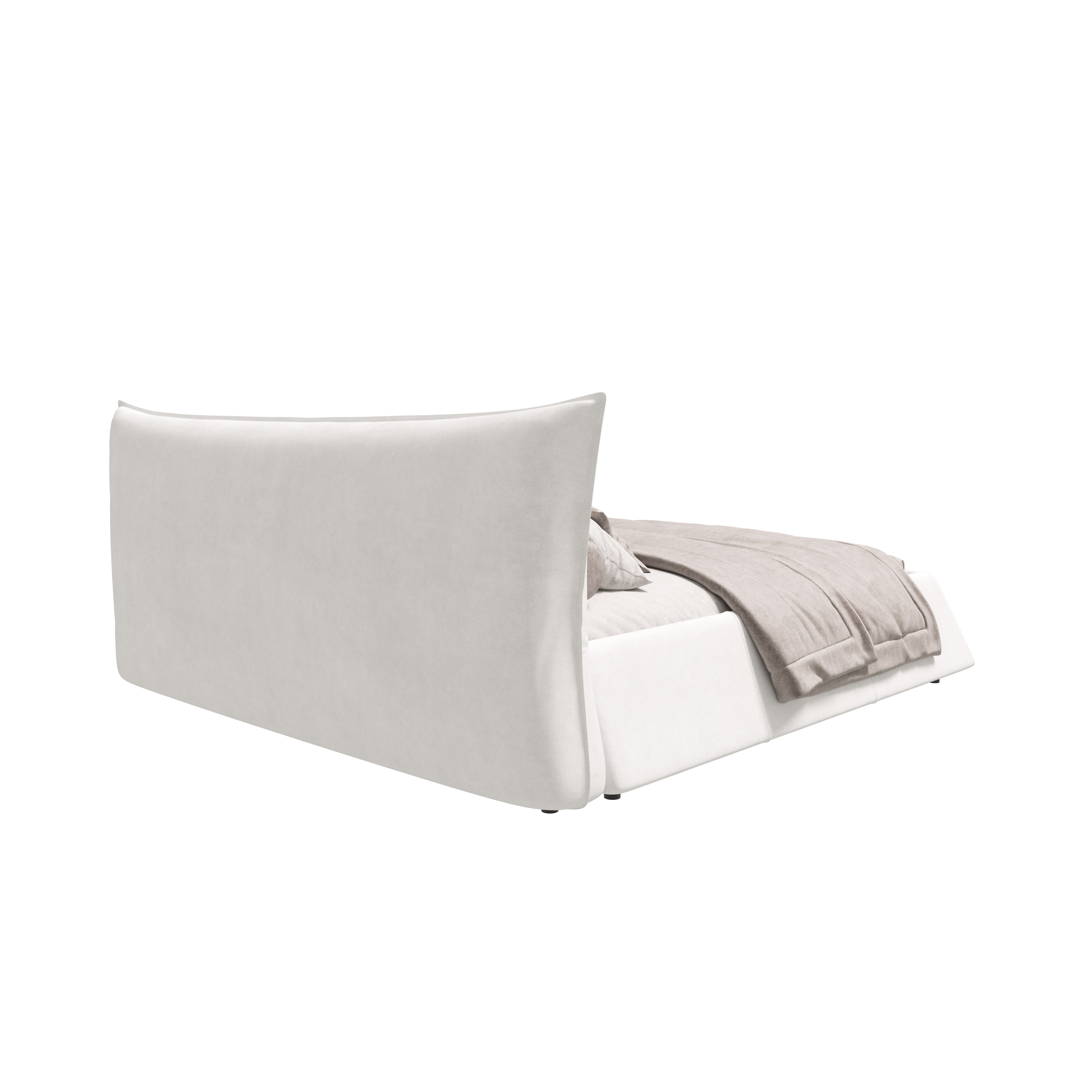 Boras Queen Size Upholstered Platform Bed with Special Shaped and Velvet Headboard