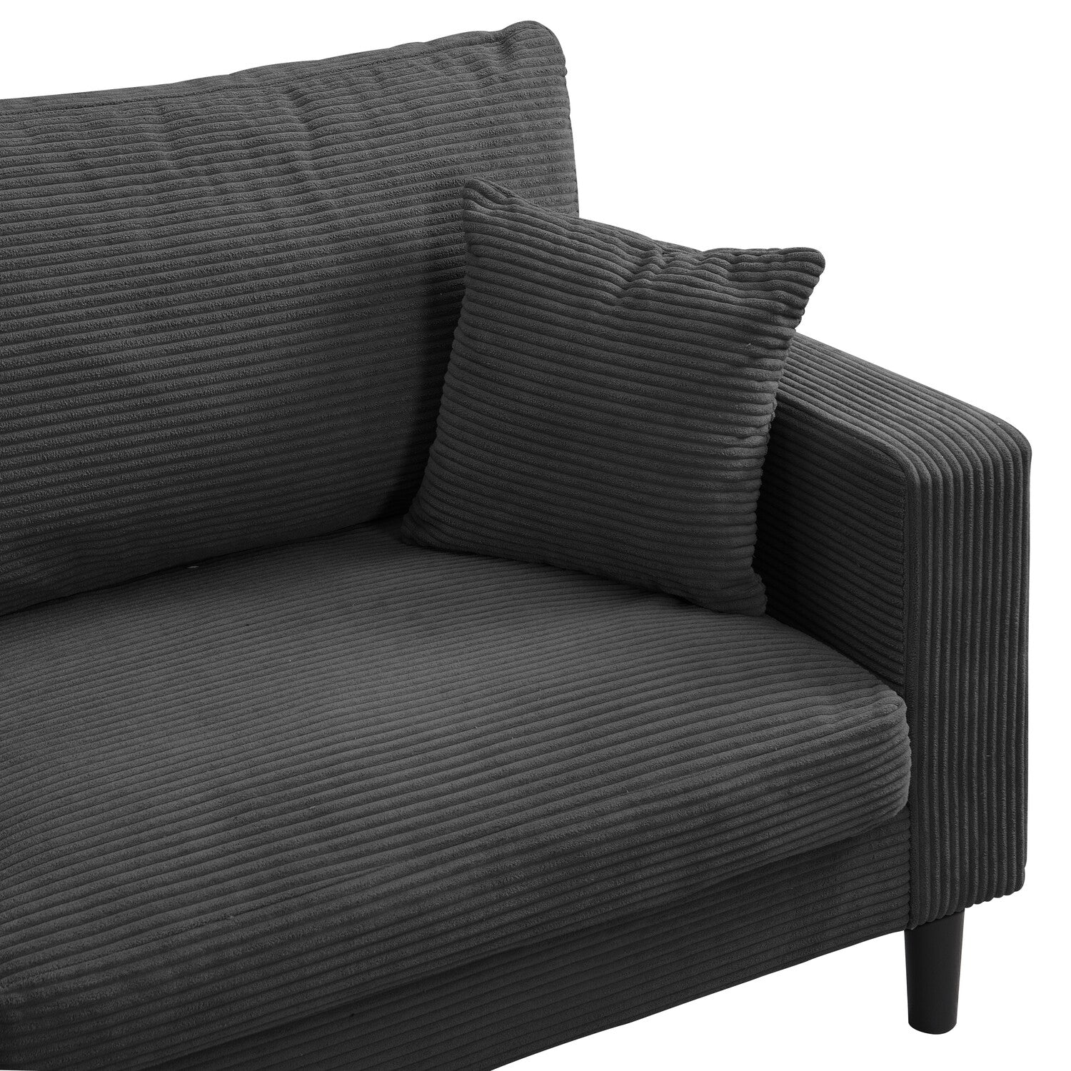 Canyon Modern Chenille Upholstered 3-Seater Sofa, Dark Gray