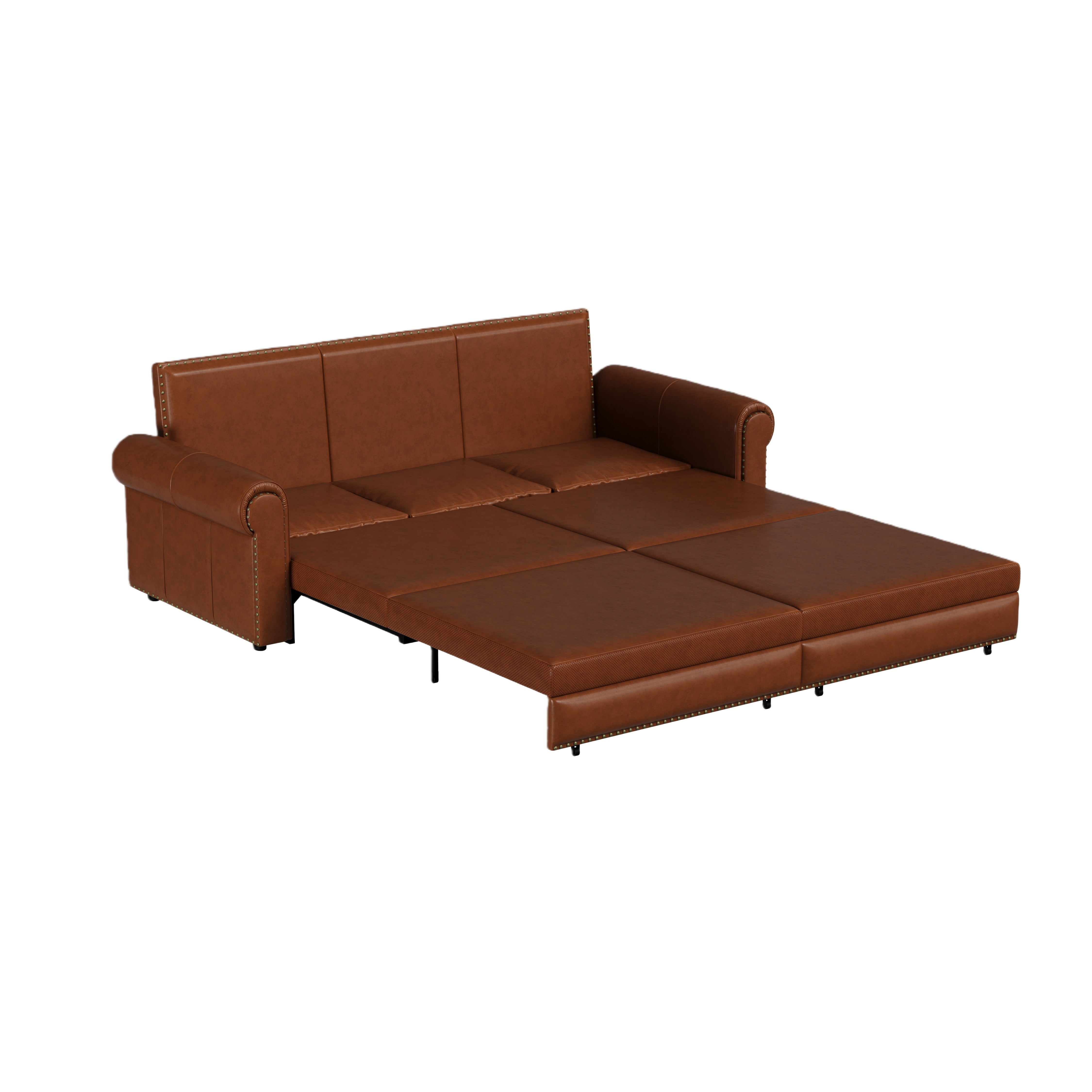 Denton 93.7" Faux Leather Chesterfield King Pull-Out Sleeper Sofa Bed