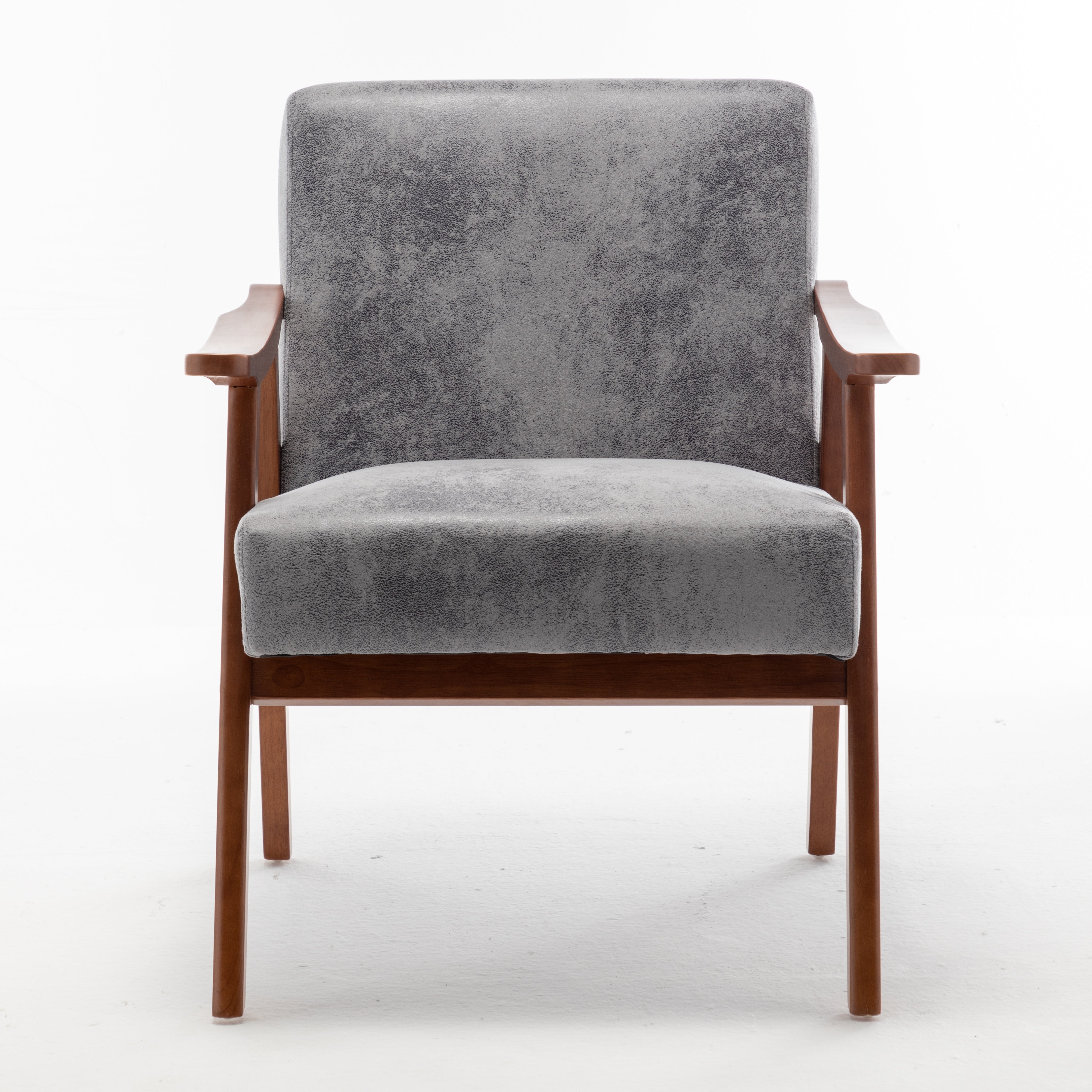 Aden Mid Century Modern Accent Chair with Solid Wood Frame and Thick Backrest