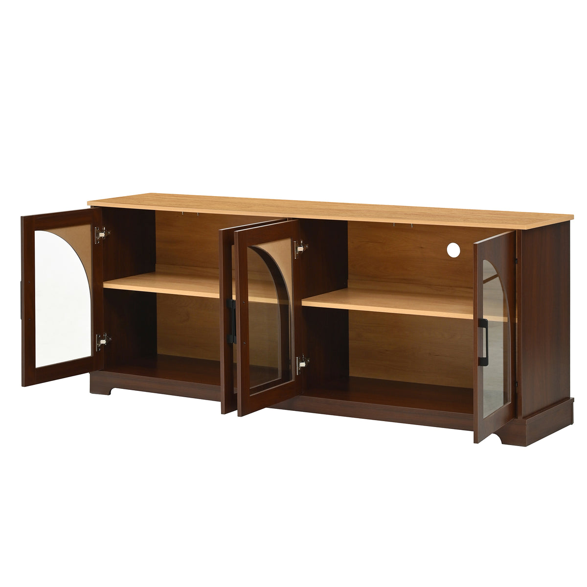 Spoleto 67" Arched Glass Door TV Stand Media Console with 4 Doors