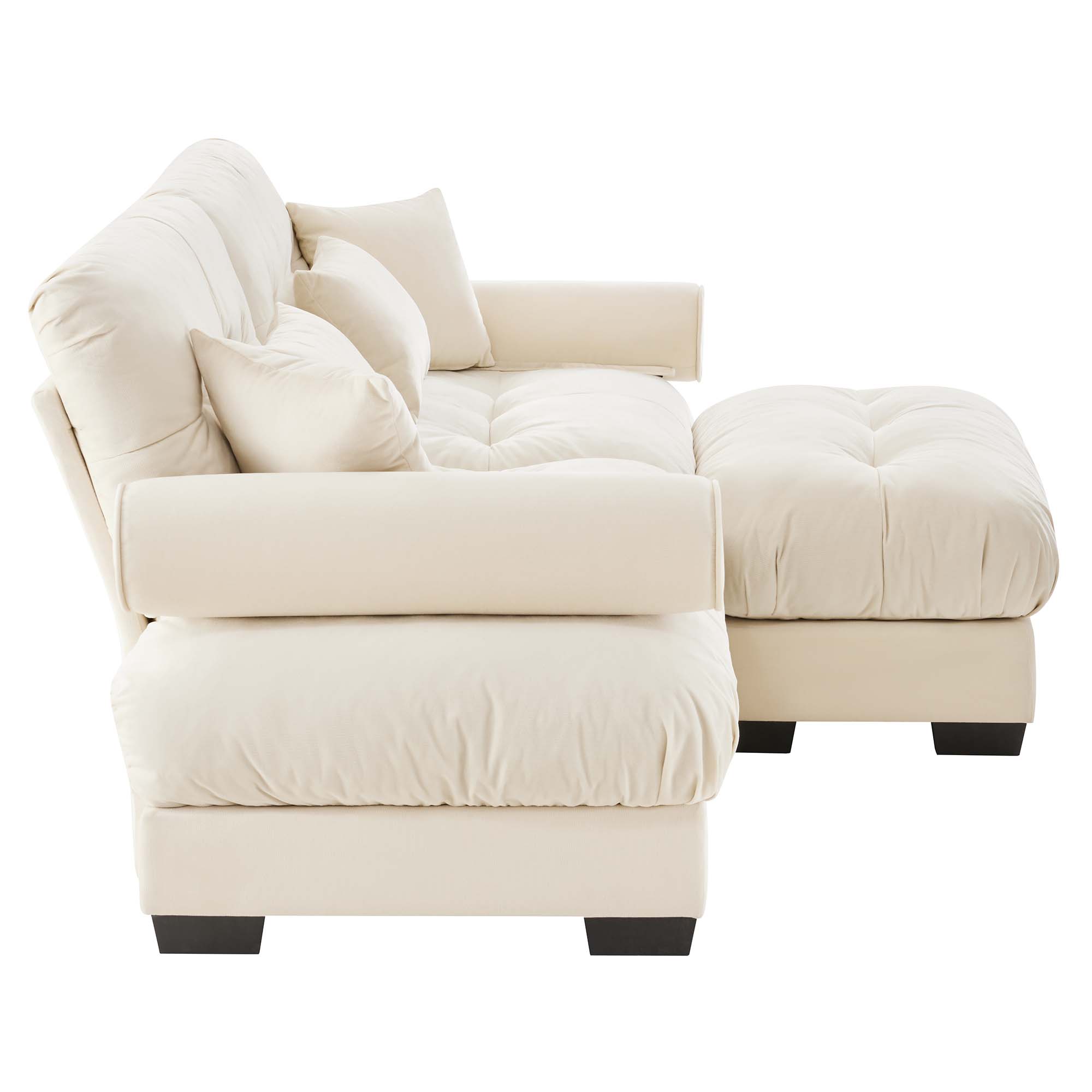 Napa 94” Modular Velvet Upholstered 2-Seater Sofa with Ottoman