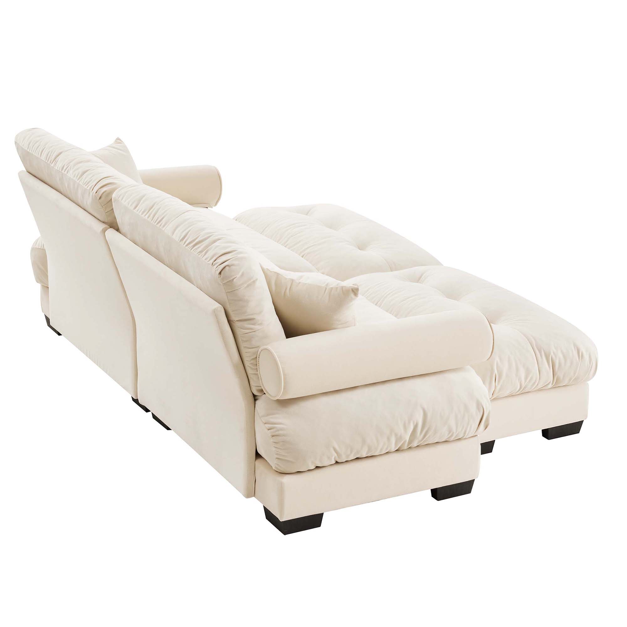 Napa 94” Modular Velvet Upholstered 2-Seater Sofa with Two Ottomans and Bolstered Armrests