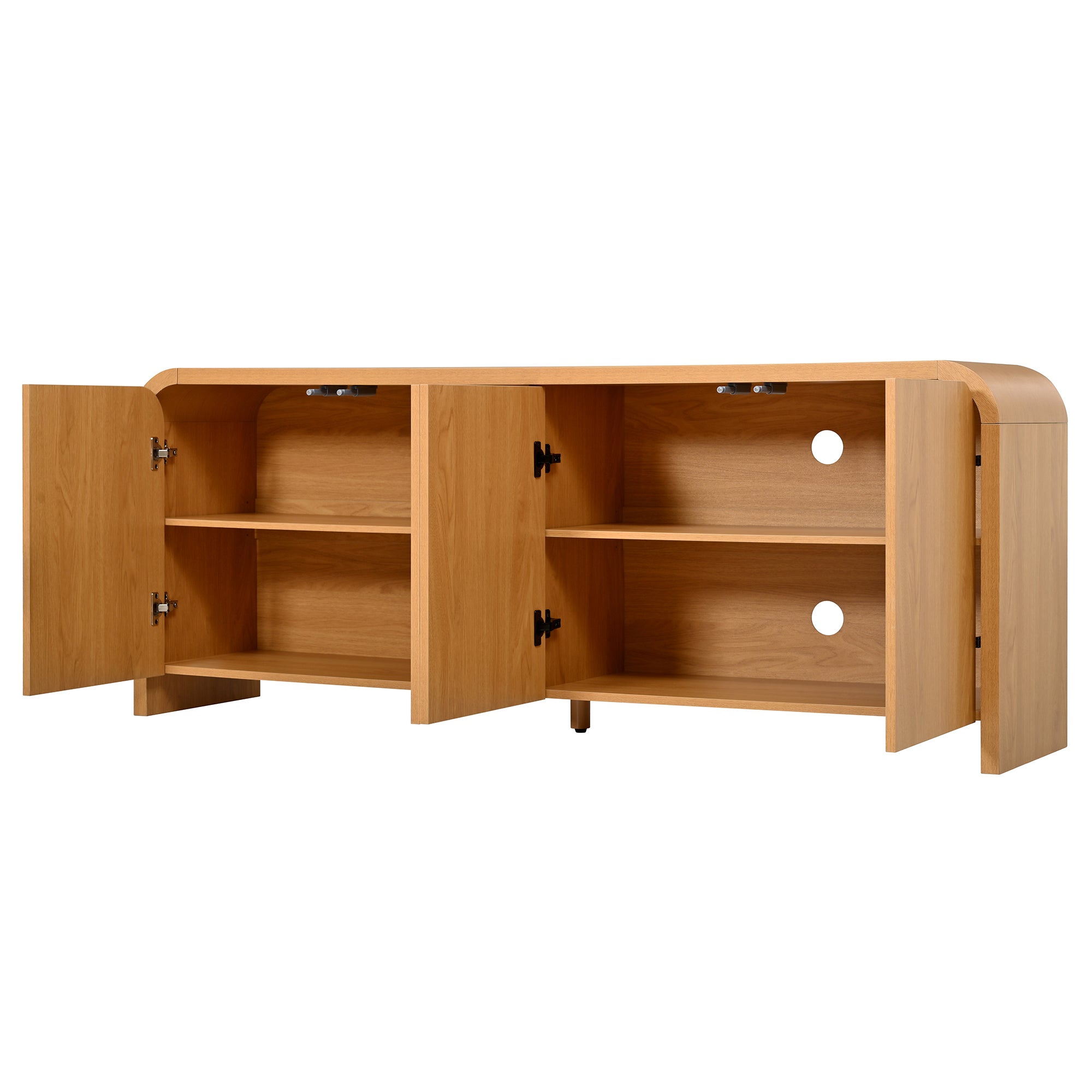 Rieti 66" Curved 4-Door Credenza Media Console with Adjustable Shelves