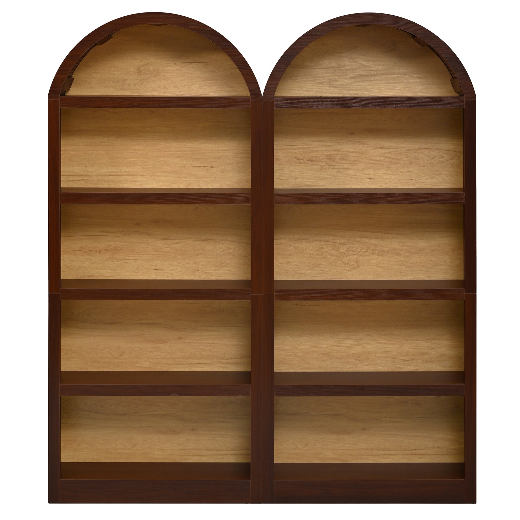 Spoleto 69" Tall Arched Bookcase with 5-Tier Open Shelves Set of 2