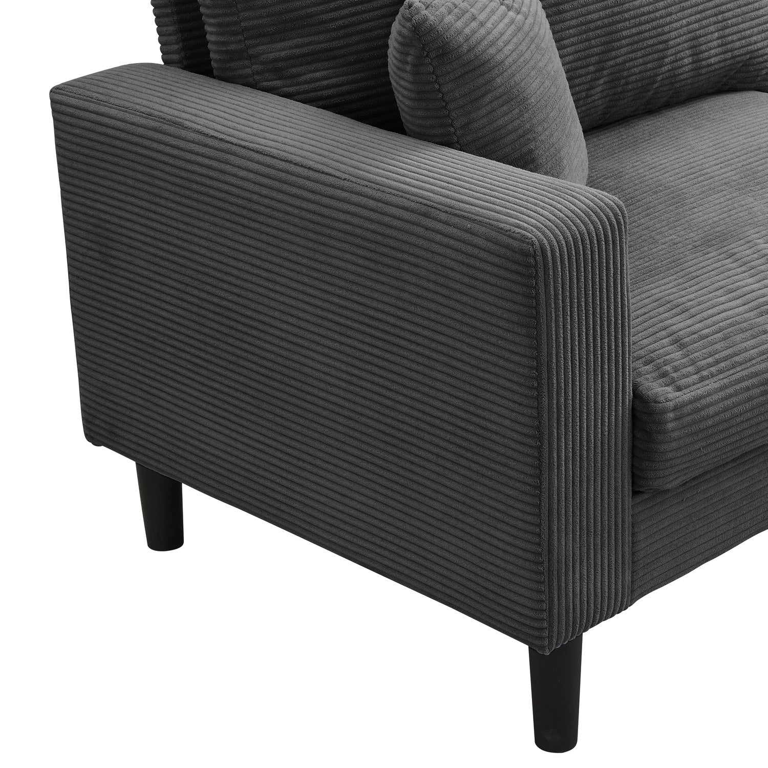 Canyon Modern Chenille Upholstered 3-Seater Sofa, Dark Gray