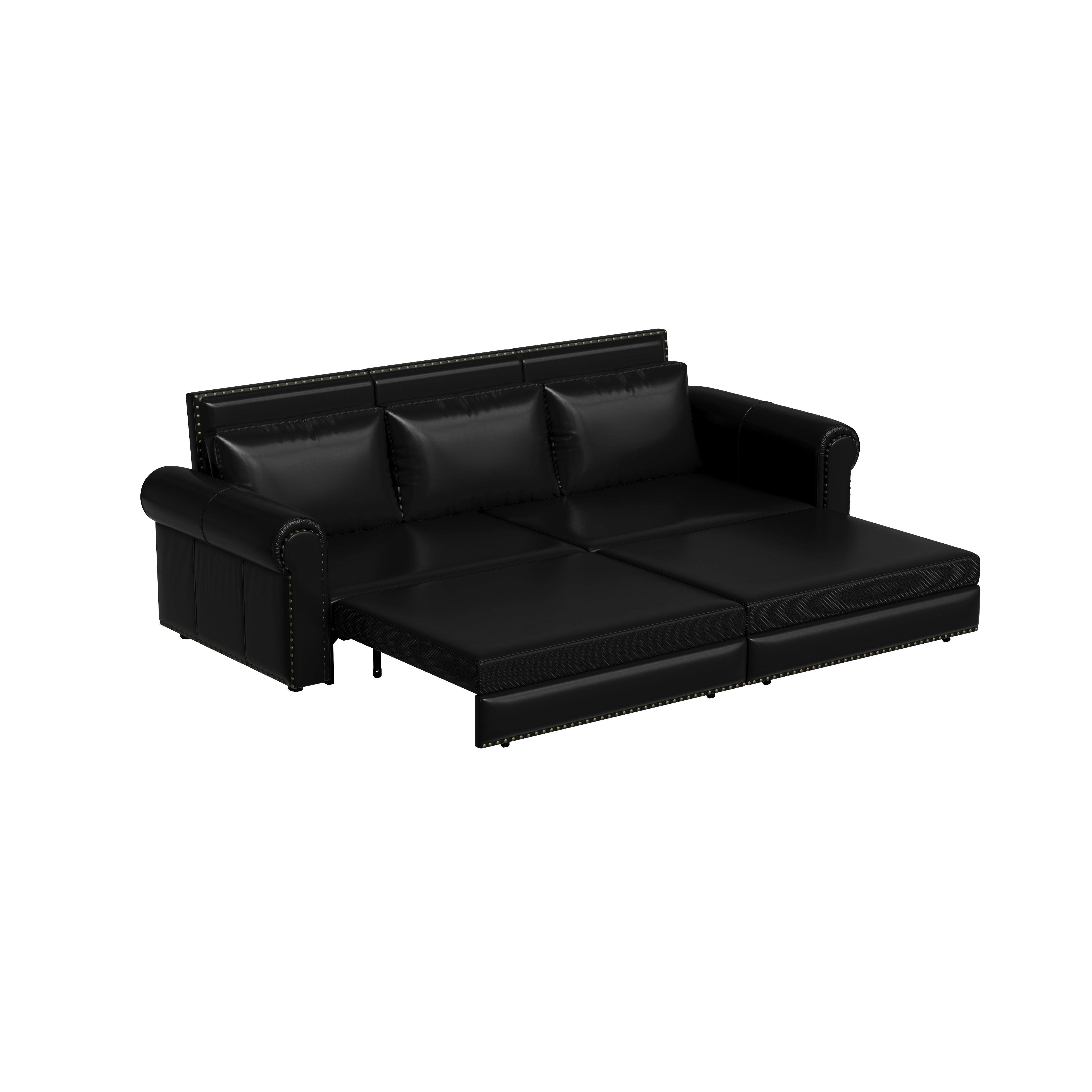 Denton 93.7" Faux Leather Chesterfield King Pull-Out Sleeper Sofa Bed