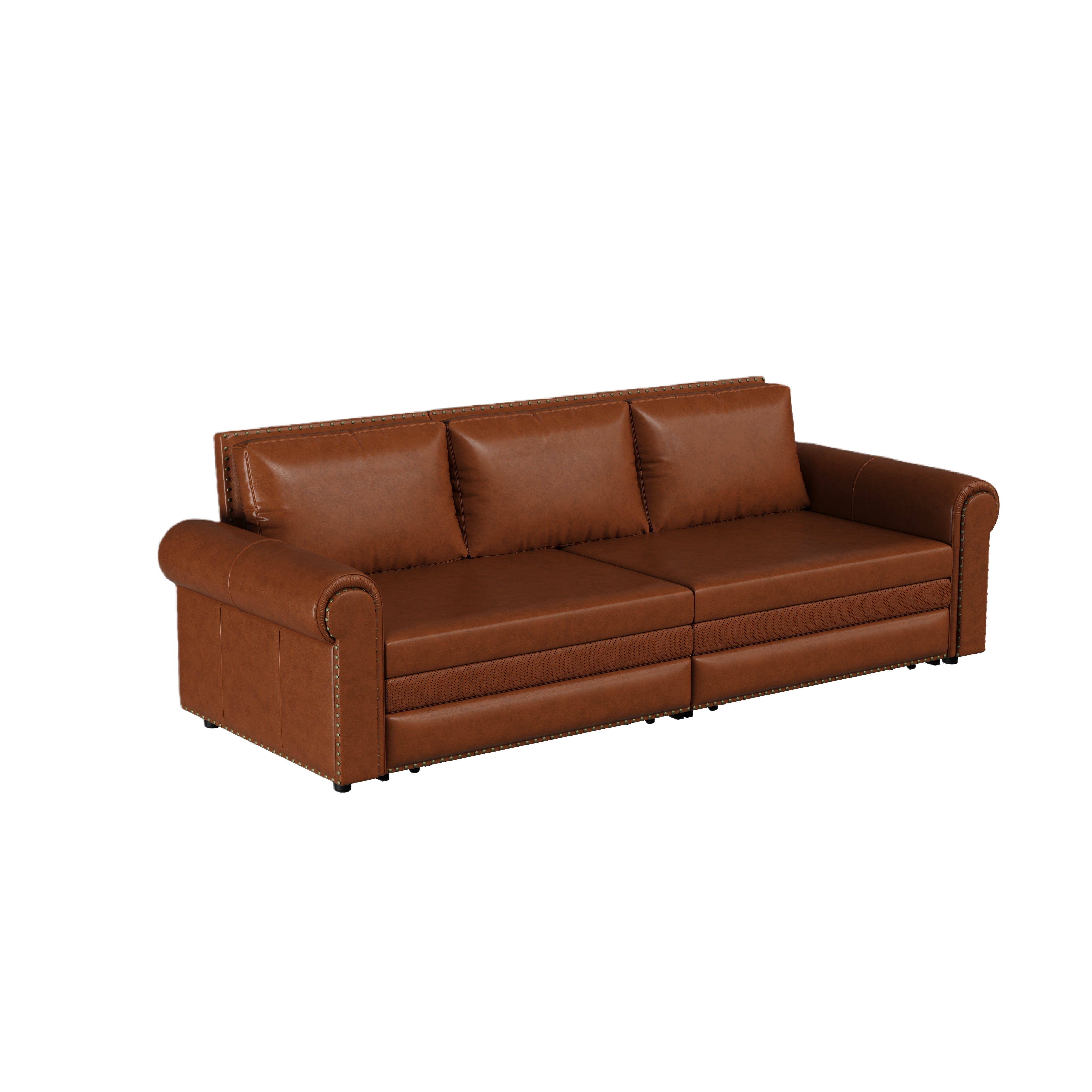 Denton 93.7" Faux Leather Chesterfield King Pull-Out Sleeper Sofa Bed