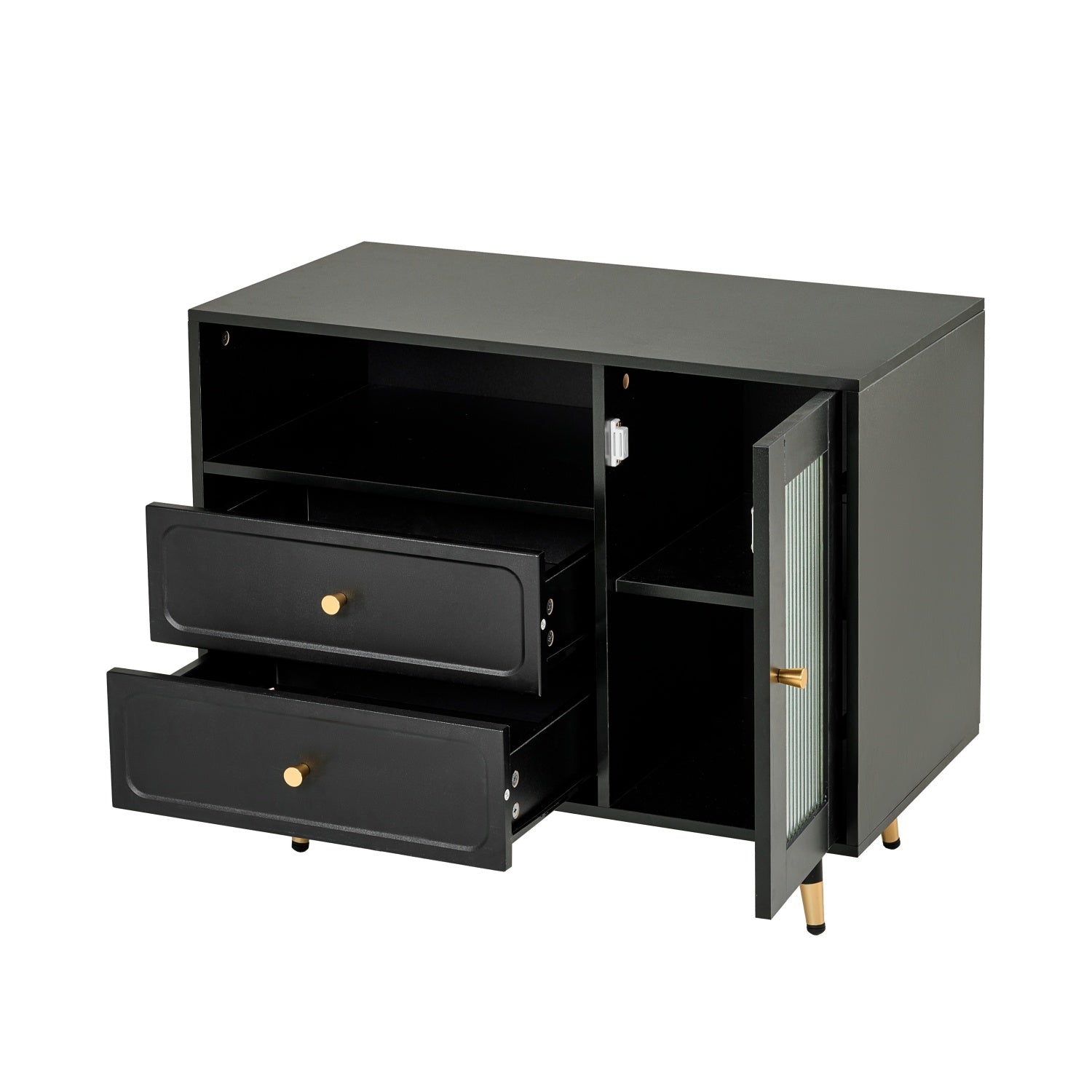 Voss Modern Vanity Desk Set with Lighted Mirror and Drawer Cabinet