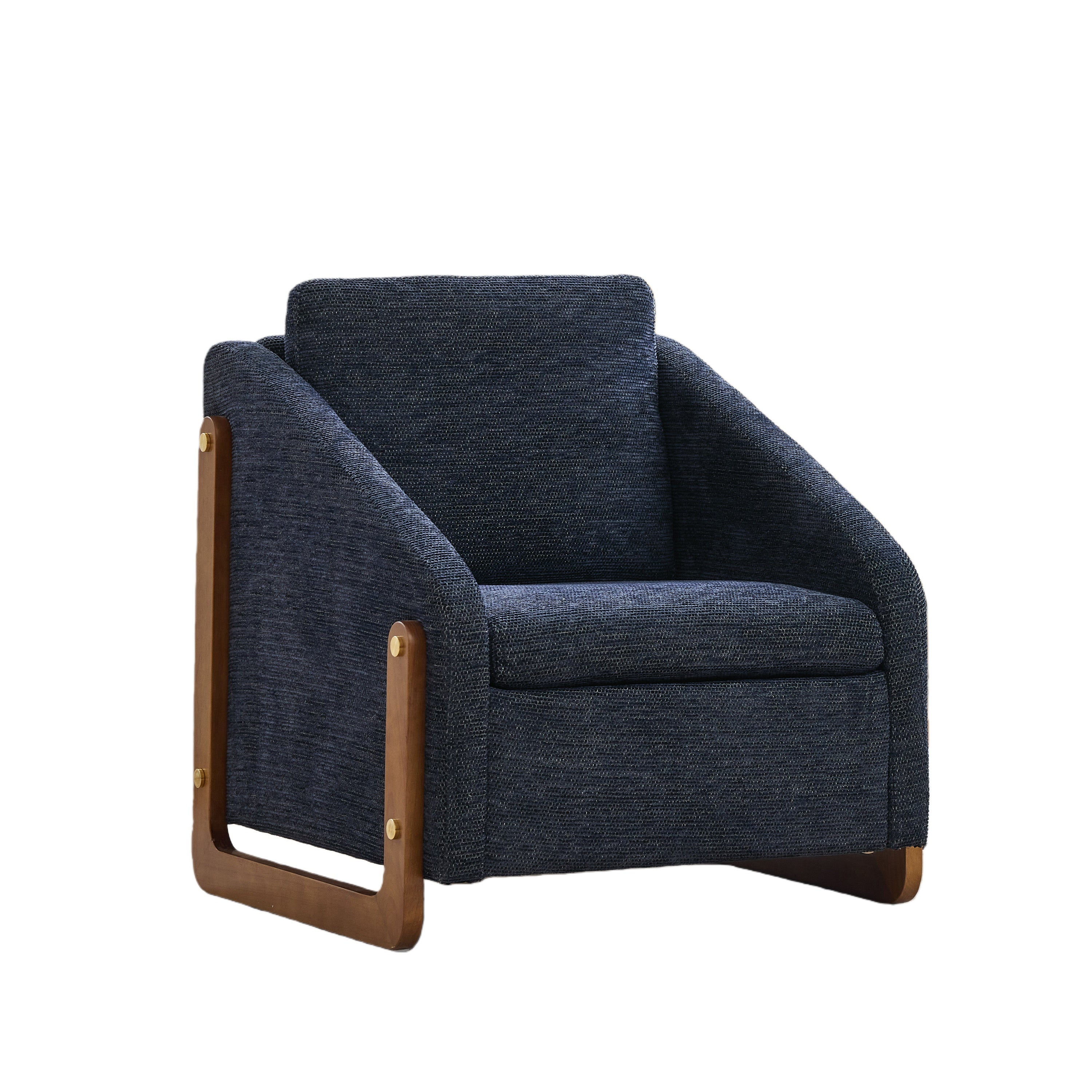 Sedgwick Modern Chenille Upholstered Armchair Wooden Frame