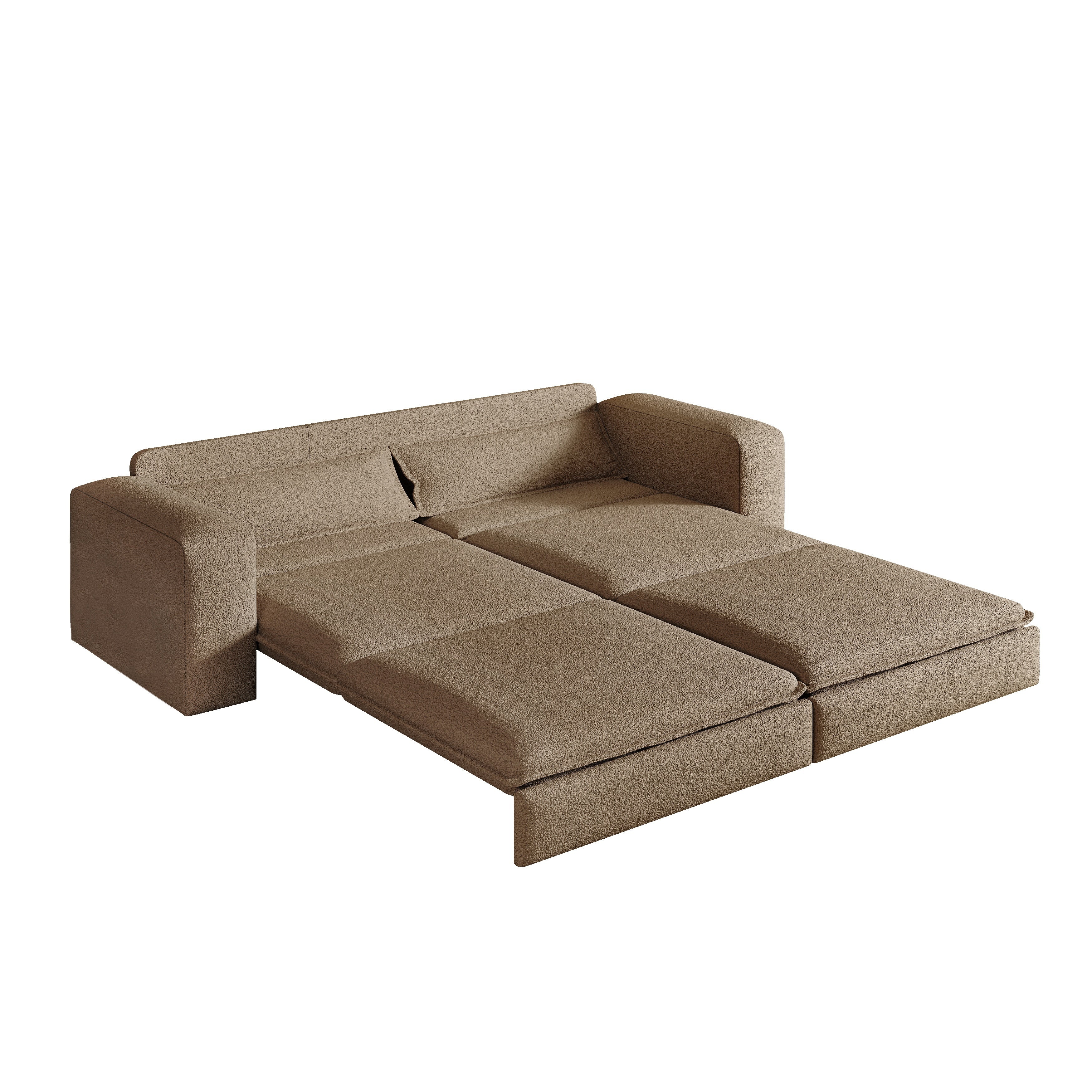 Cary 93" King Size Teddy Convertible Pull-Out Sleeper Sofa Bed with Chaise Lounge and Lumbar Pillows