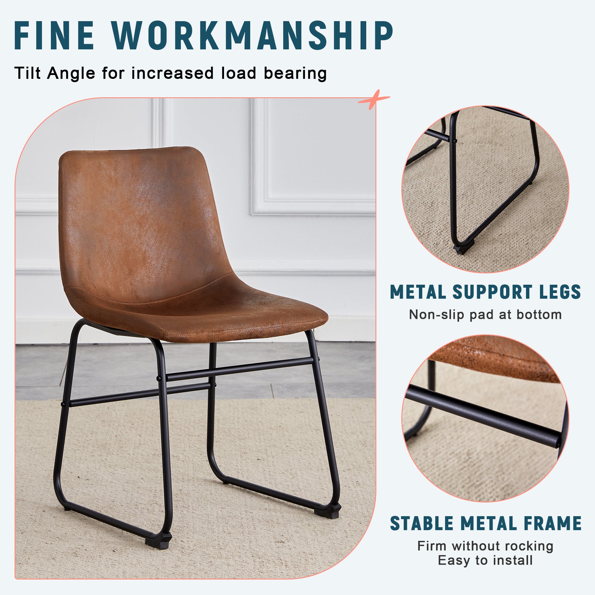 Mesa Retro Suede Upholstered Dining Chair Set of 4
