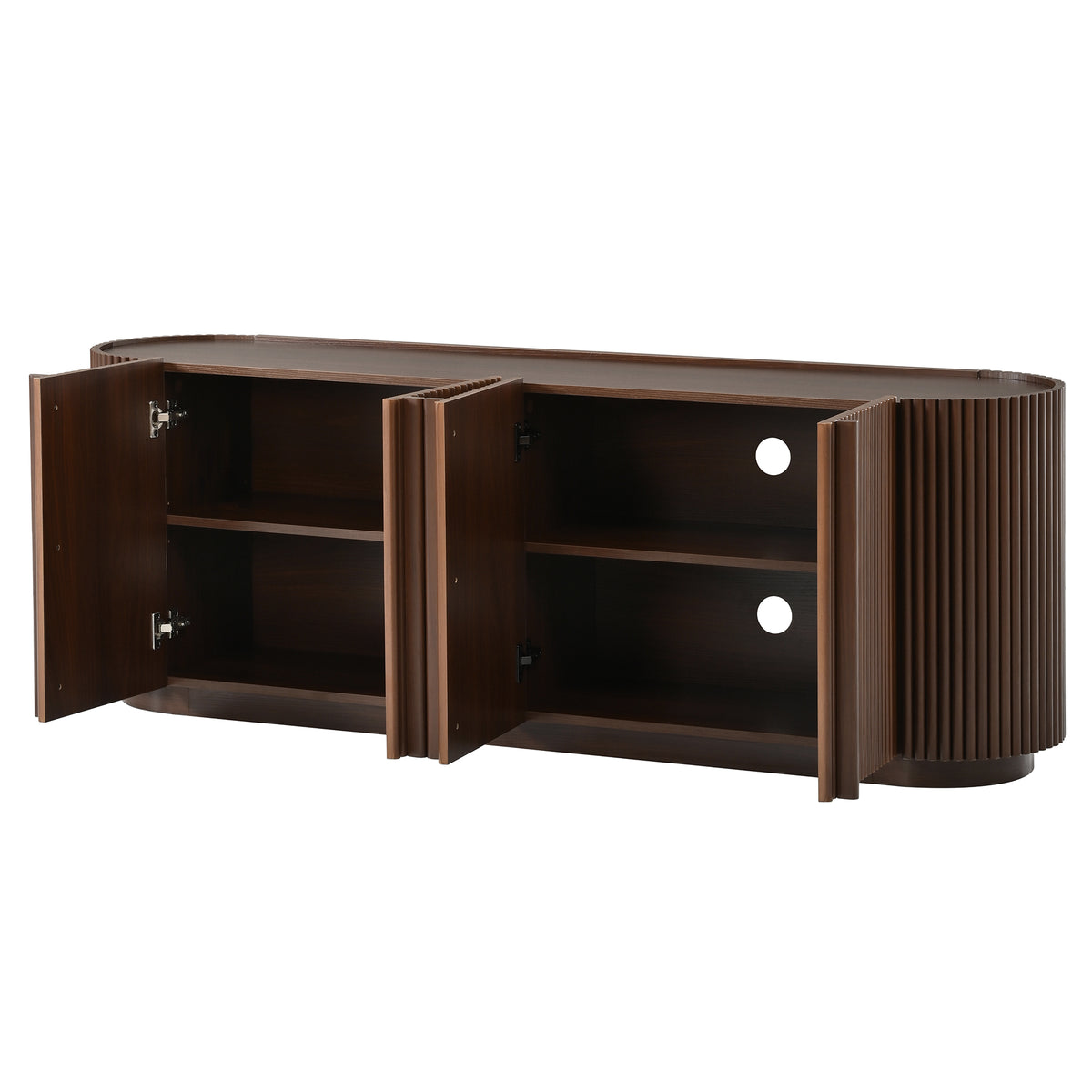 Cuneo 67" Fluted Credenza Media Console with Curved Edges