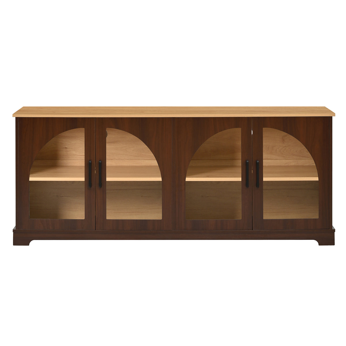 Spoleto 67" Arched Glass Door TV Stand Media Console with 4 Doors
